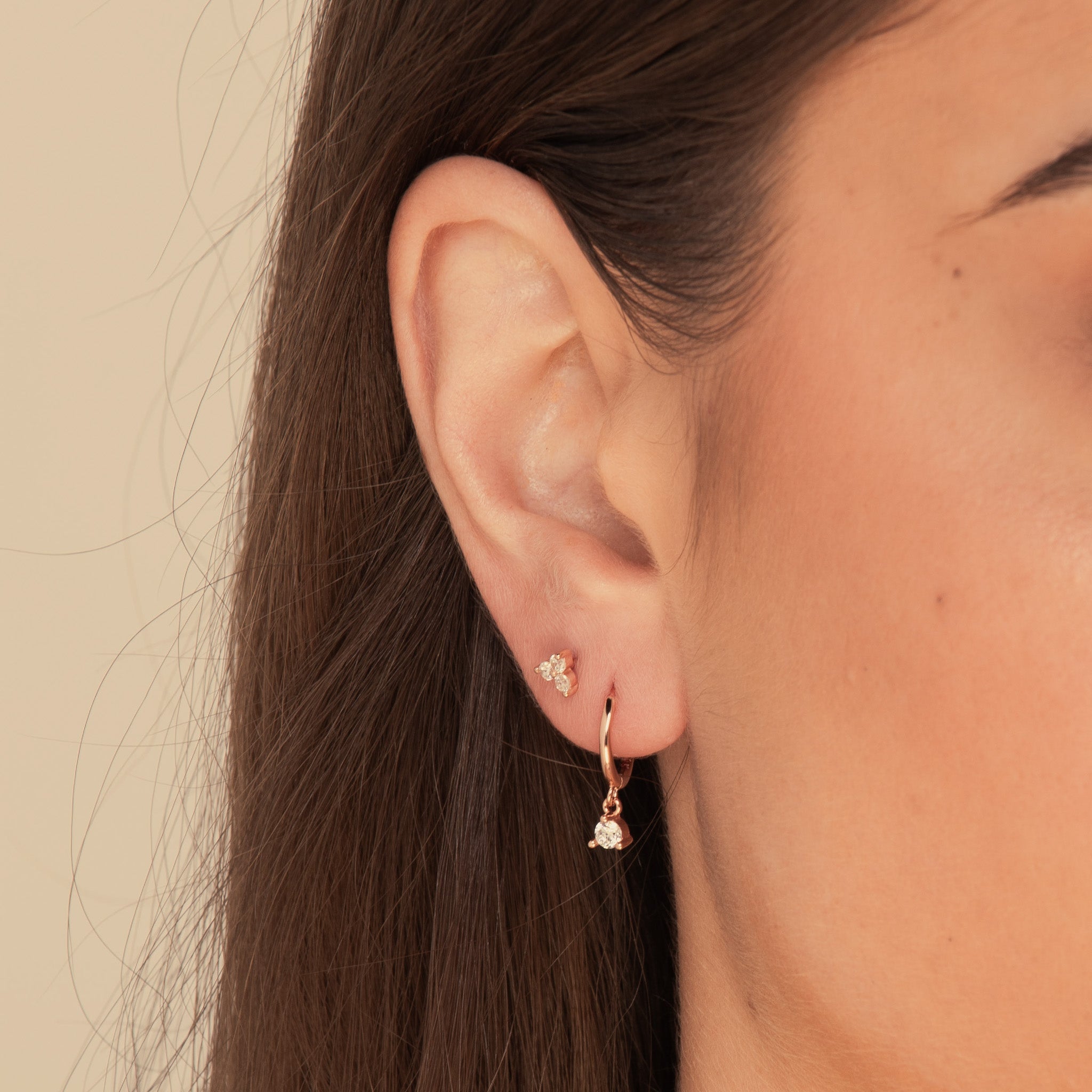 Solitaire Hoop Huggie Earrings - Camile & Stone