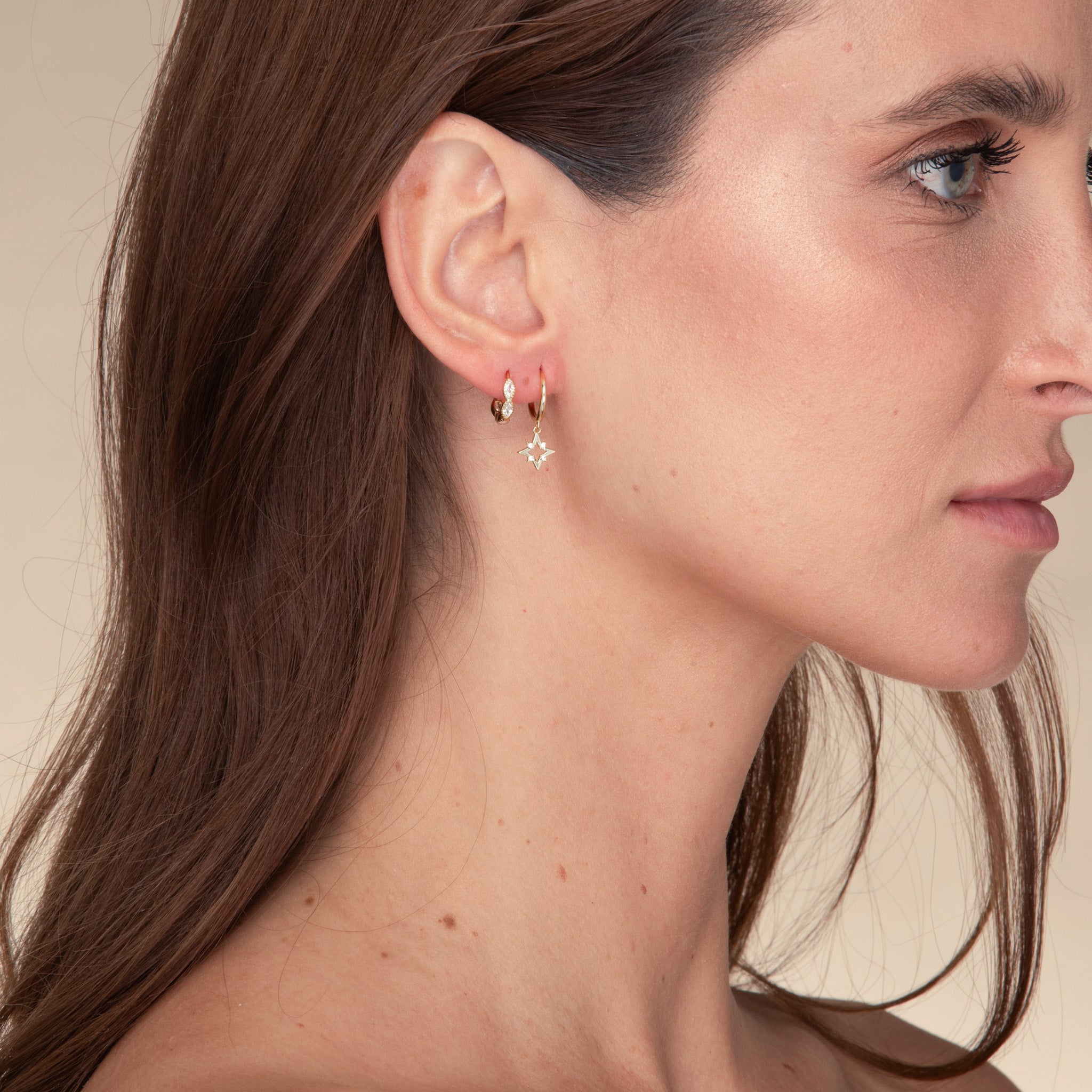 Star Zirconia Dangle Huggie Earrings - Camile & Stone