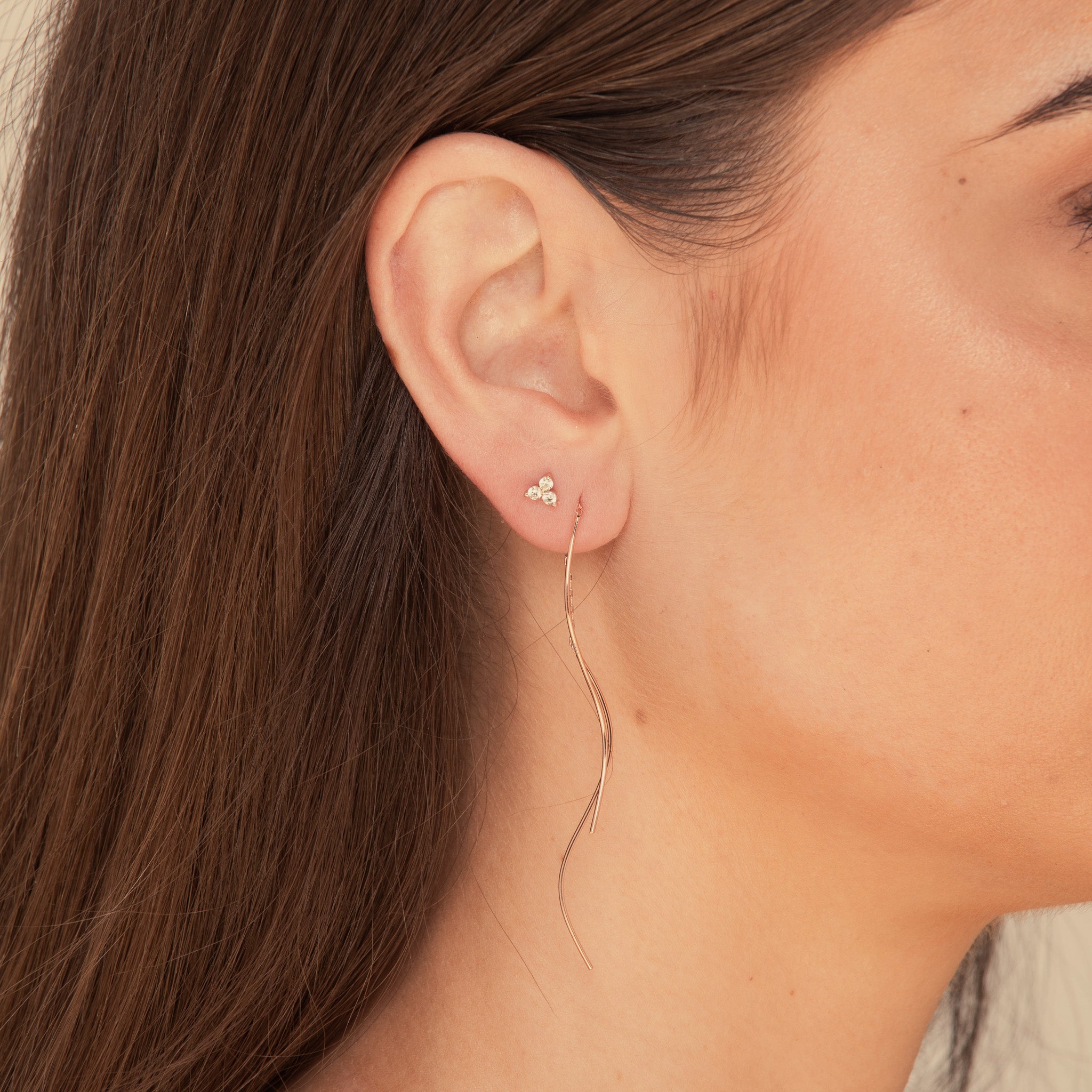 Swirl Threader Chain Earrings - Camile & Stone