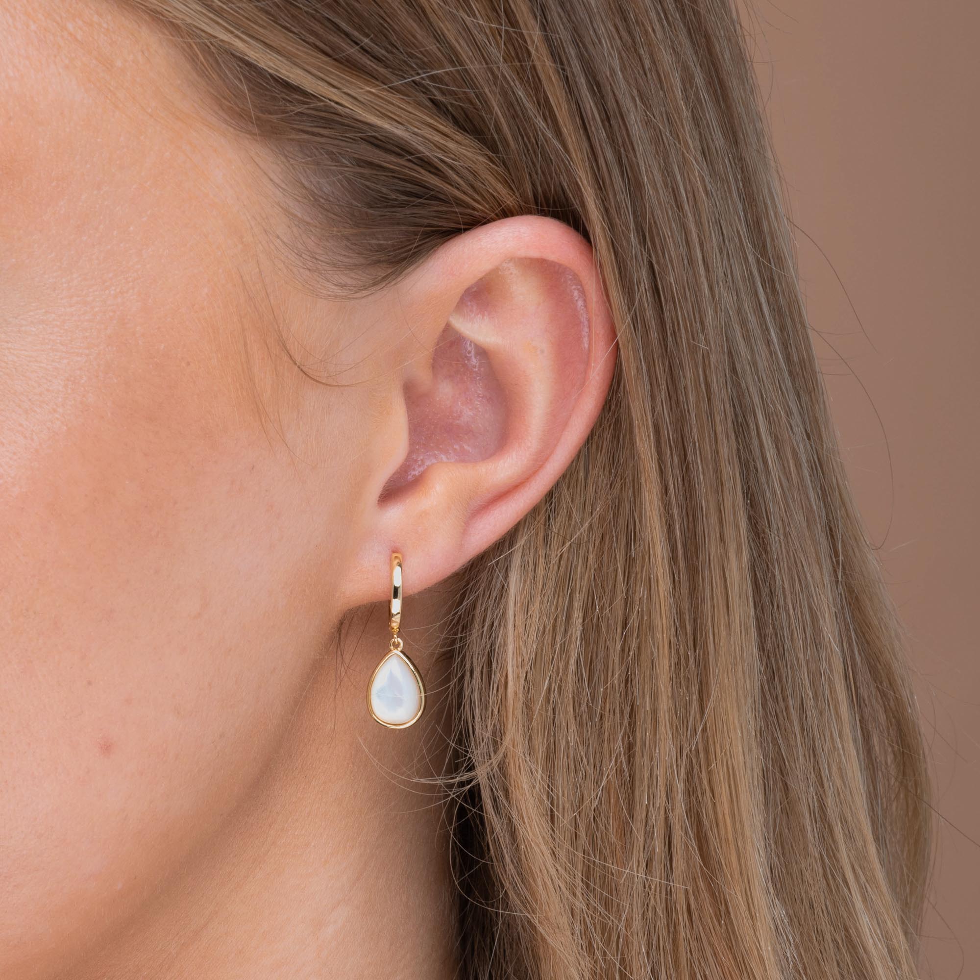 Teardrop Moonstone Huggie Hoop Earrings - Camile & Stone