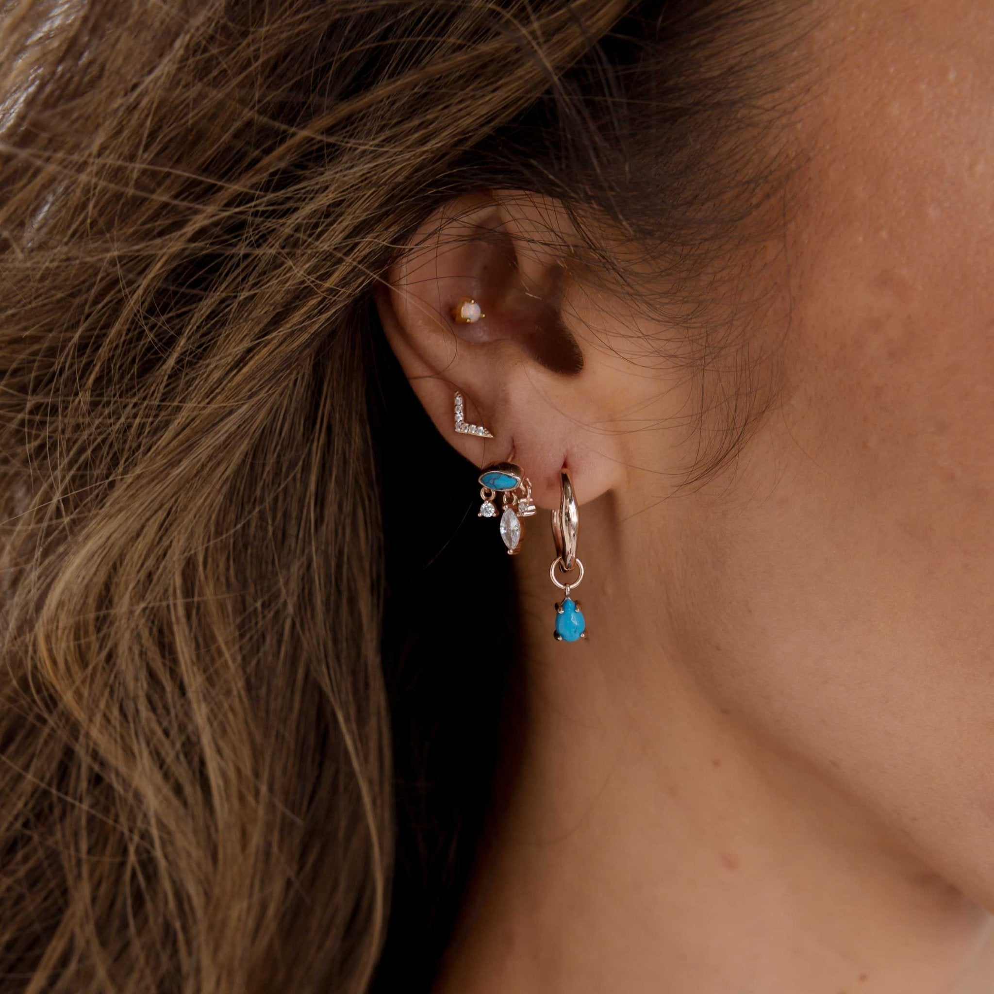Teardrop Turquoise Huggie Earrings - Camile & Stone