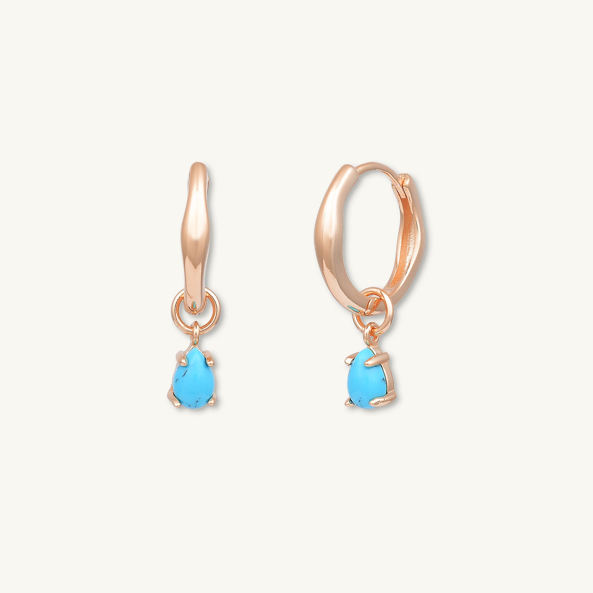 Teardrop Turquoise Huggie Earrings - Camile & Stone