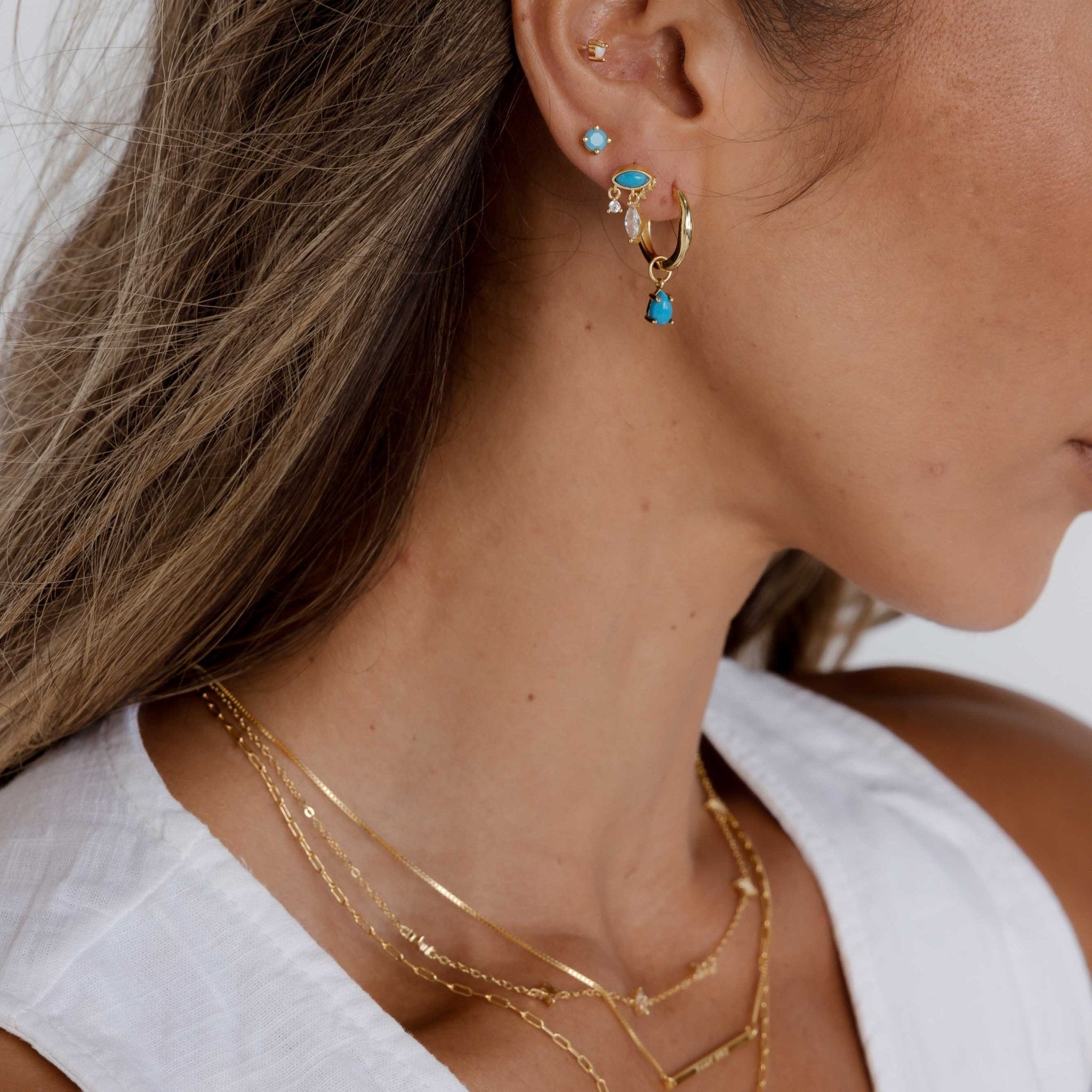 Teardrop Turquoise Huggie Earrings - Camile & Stone