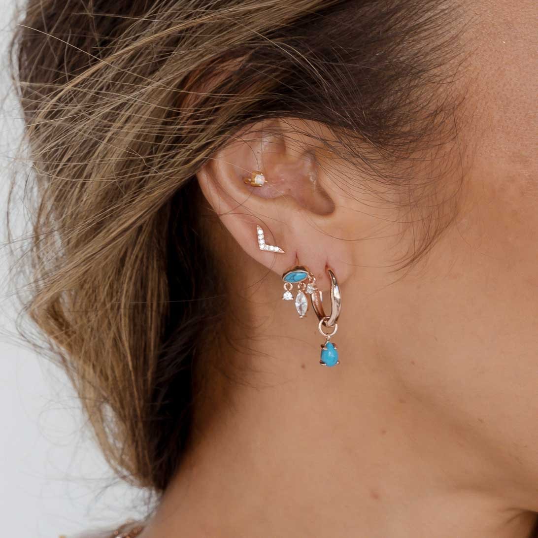 Teardrop Turquoise Huggie Earrings - Camile & Stone