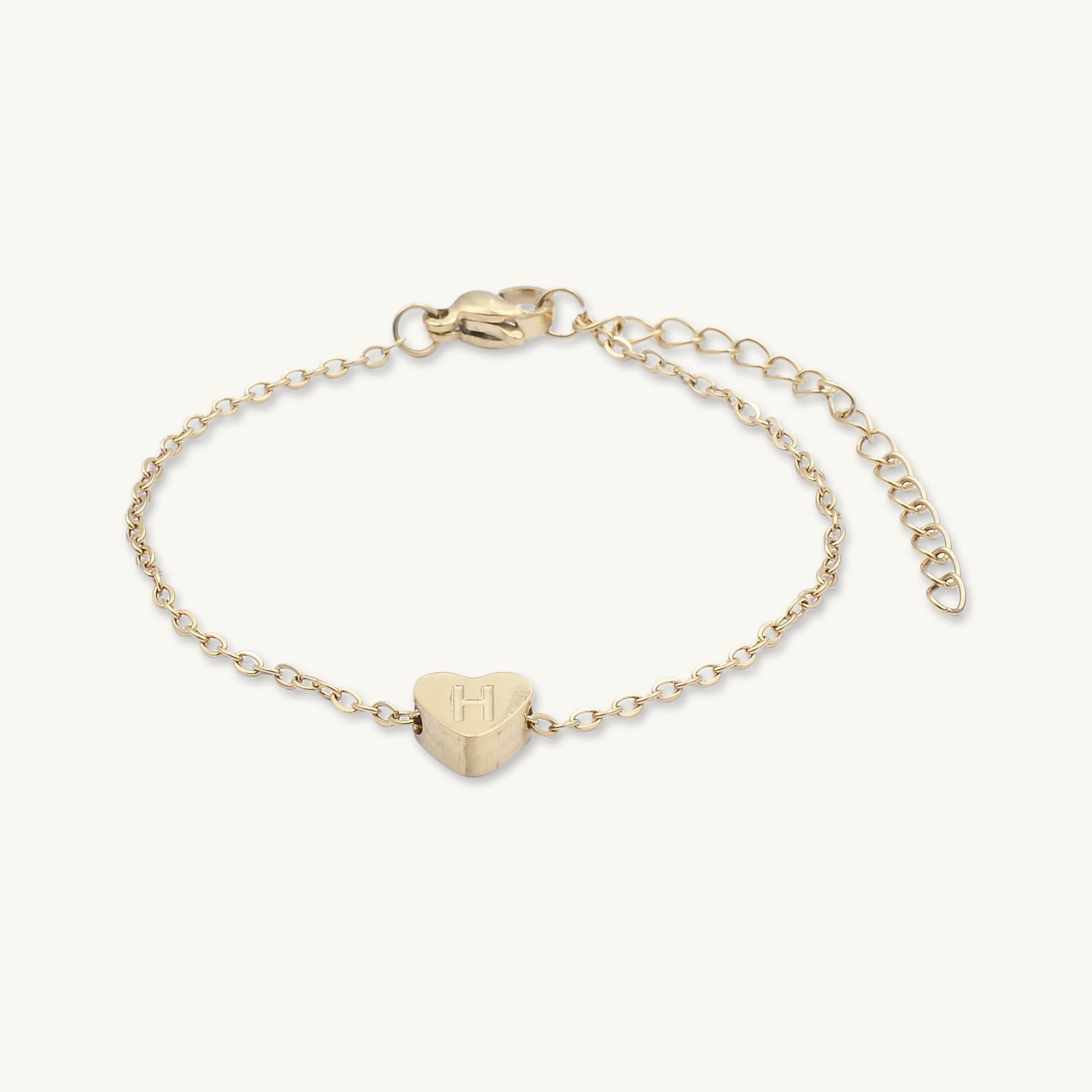 The Heart Pendant Initial Letter Bracelet - Camile & Stone
