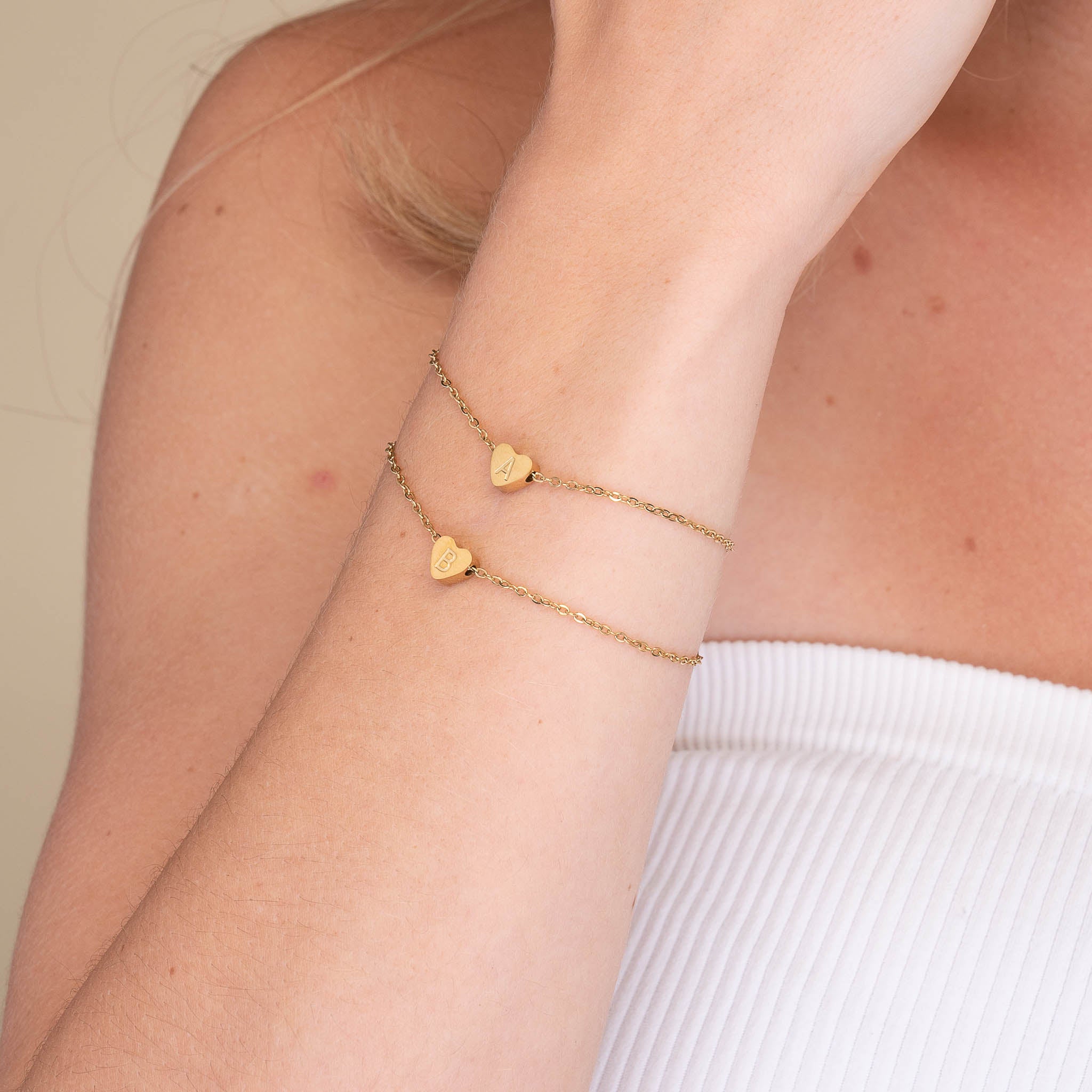 The Heart Pendant Initial Letter Bracelet - Camile & Stone