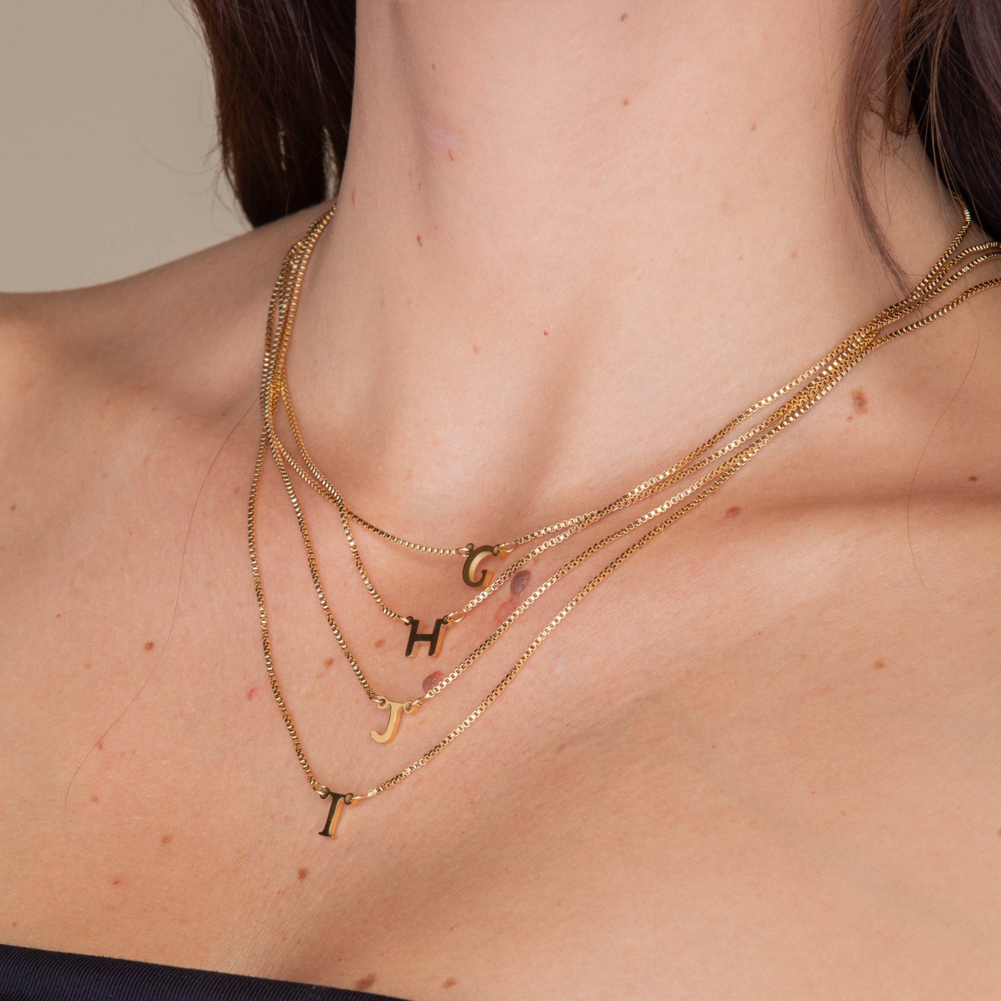 The Original Initial Letter Box Chain Necklace - Camile & Stone