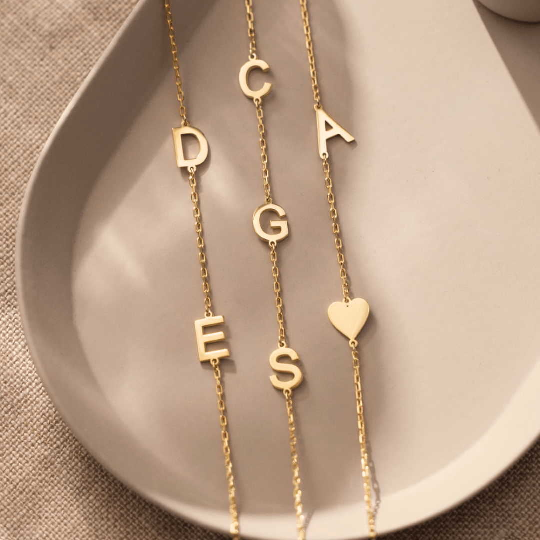 The Sideways Initial Letter Bracelet - Camile & Stone