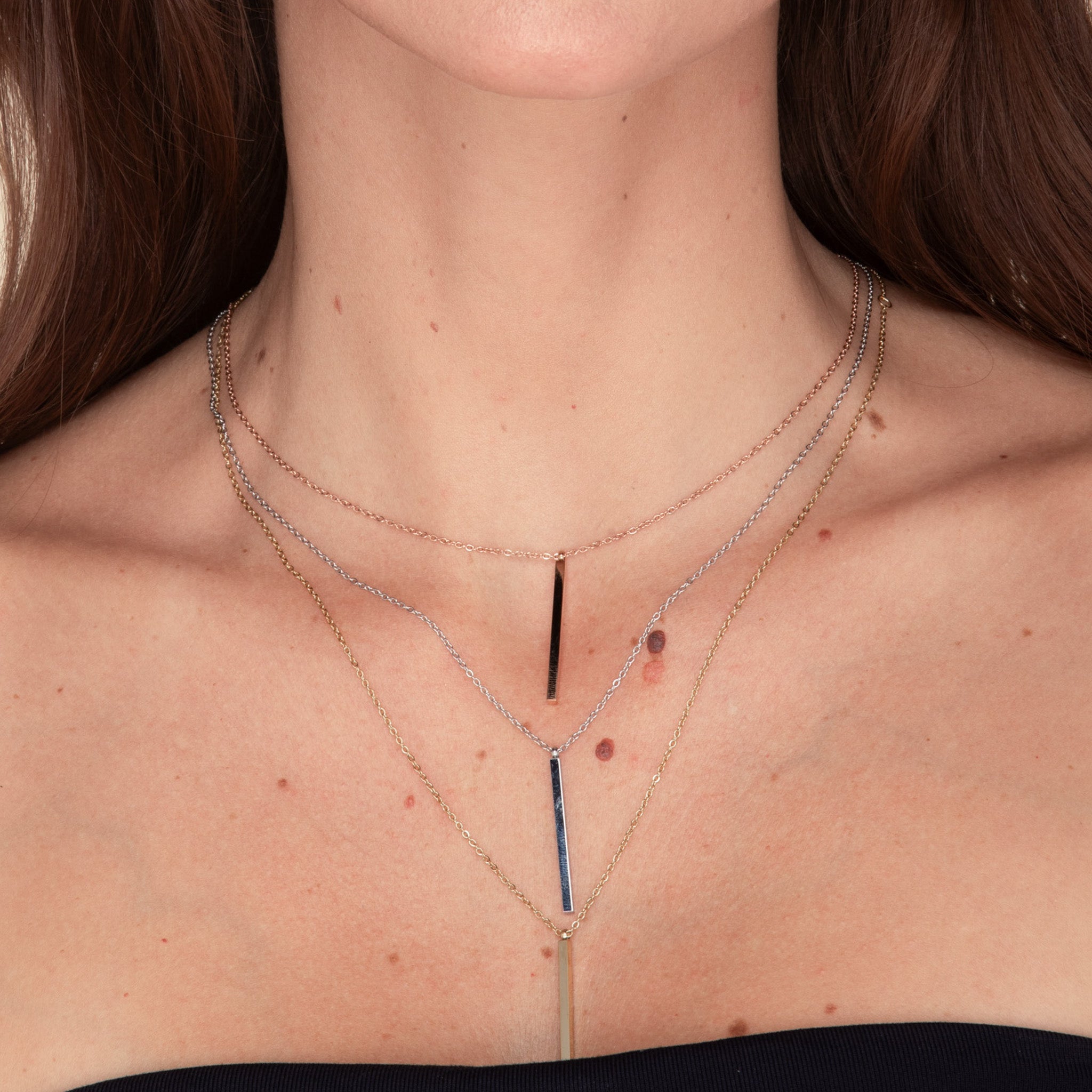 Thin Bar Drop Necklace - Camile & Stone