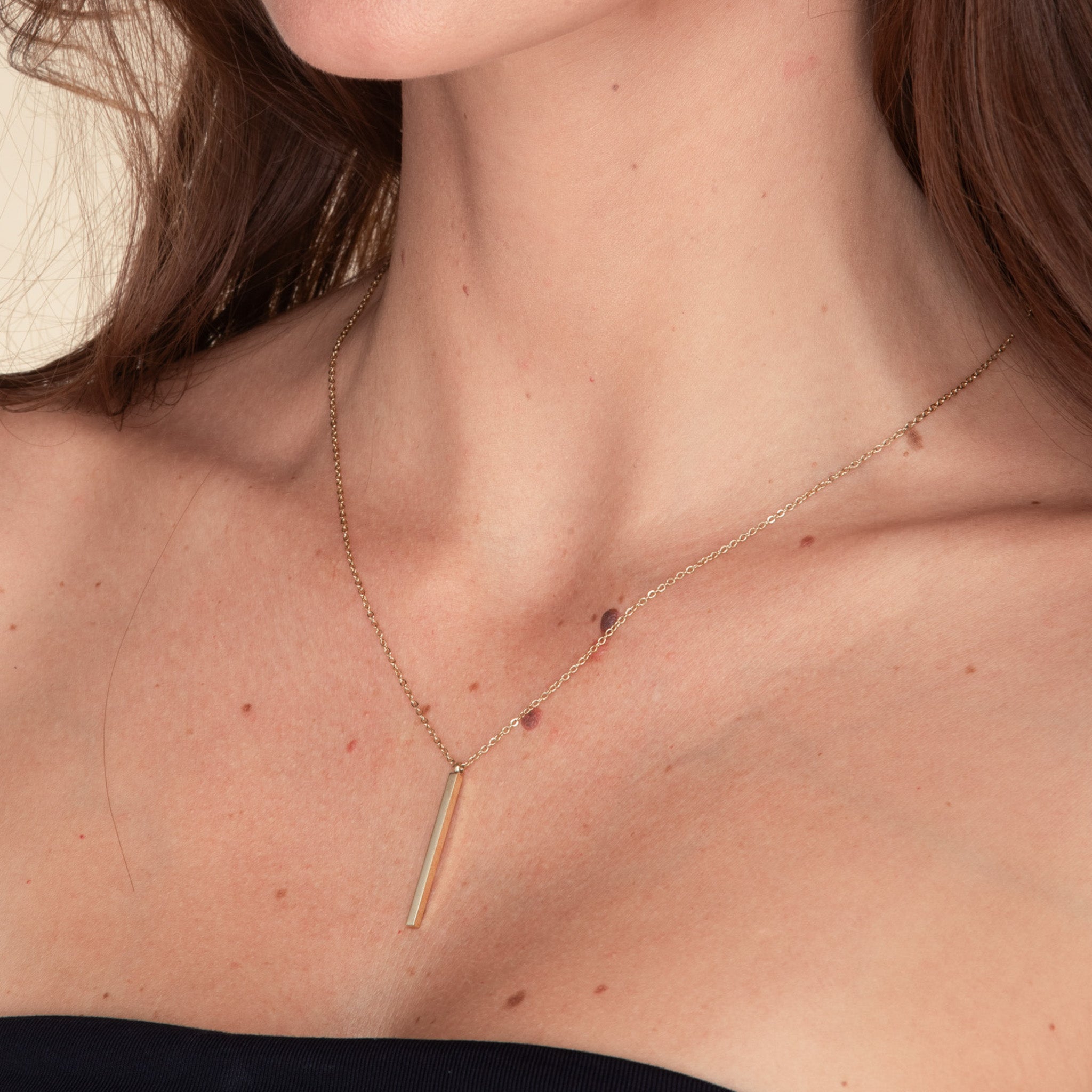 Thin Bar Drop Necklace - Camile & Stone
