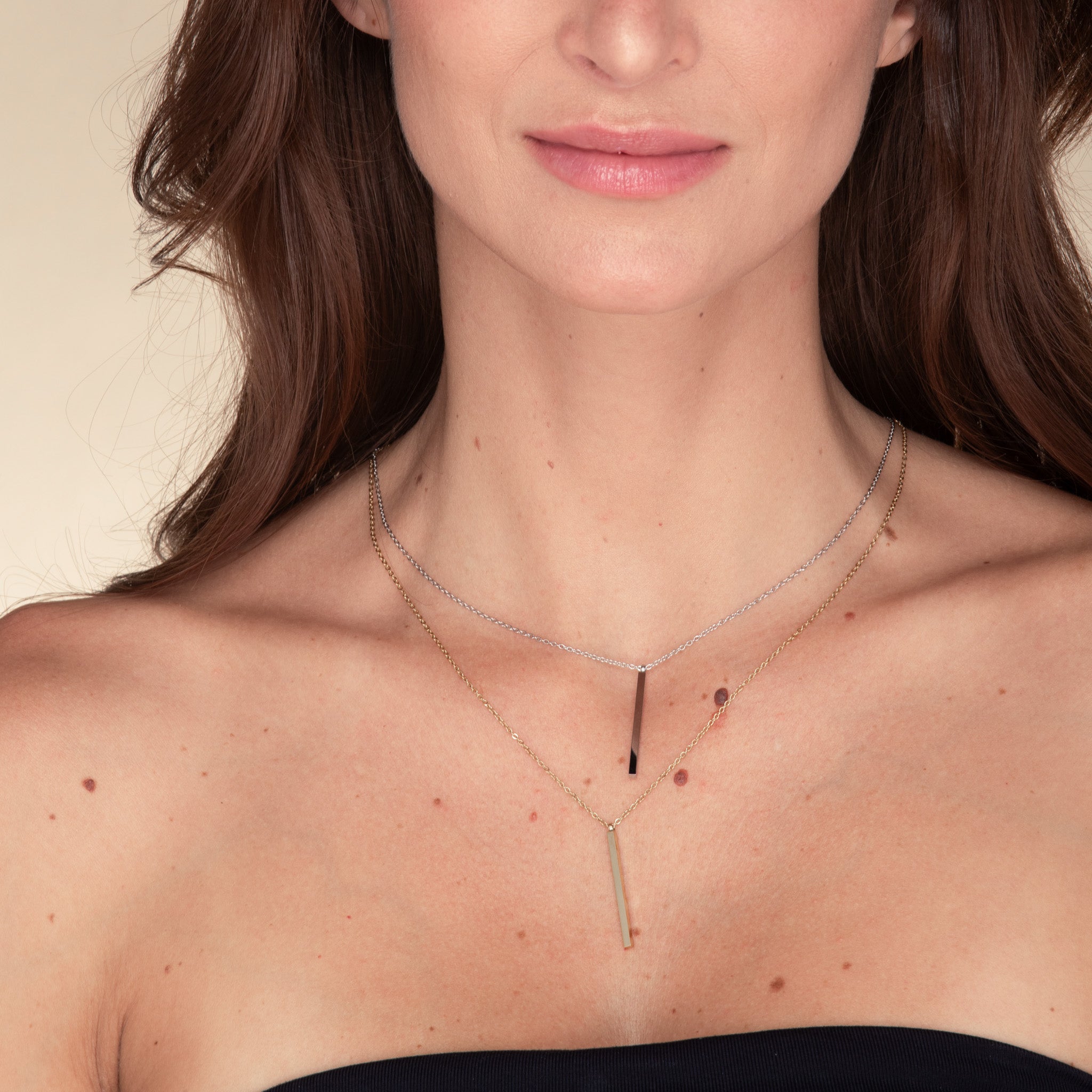 Thin Bar Drop Necklace - Camile & Stone