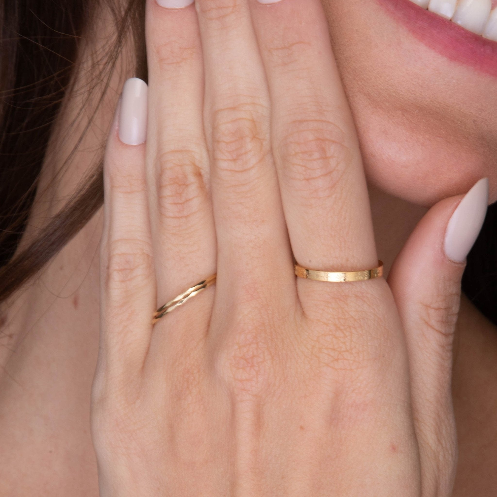 Thin Hammered Stacker Ring - Camile & Stone