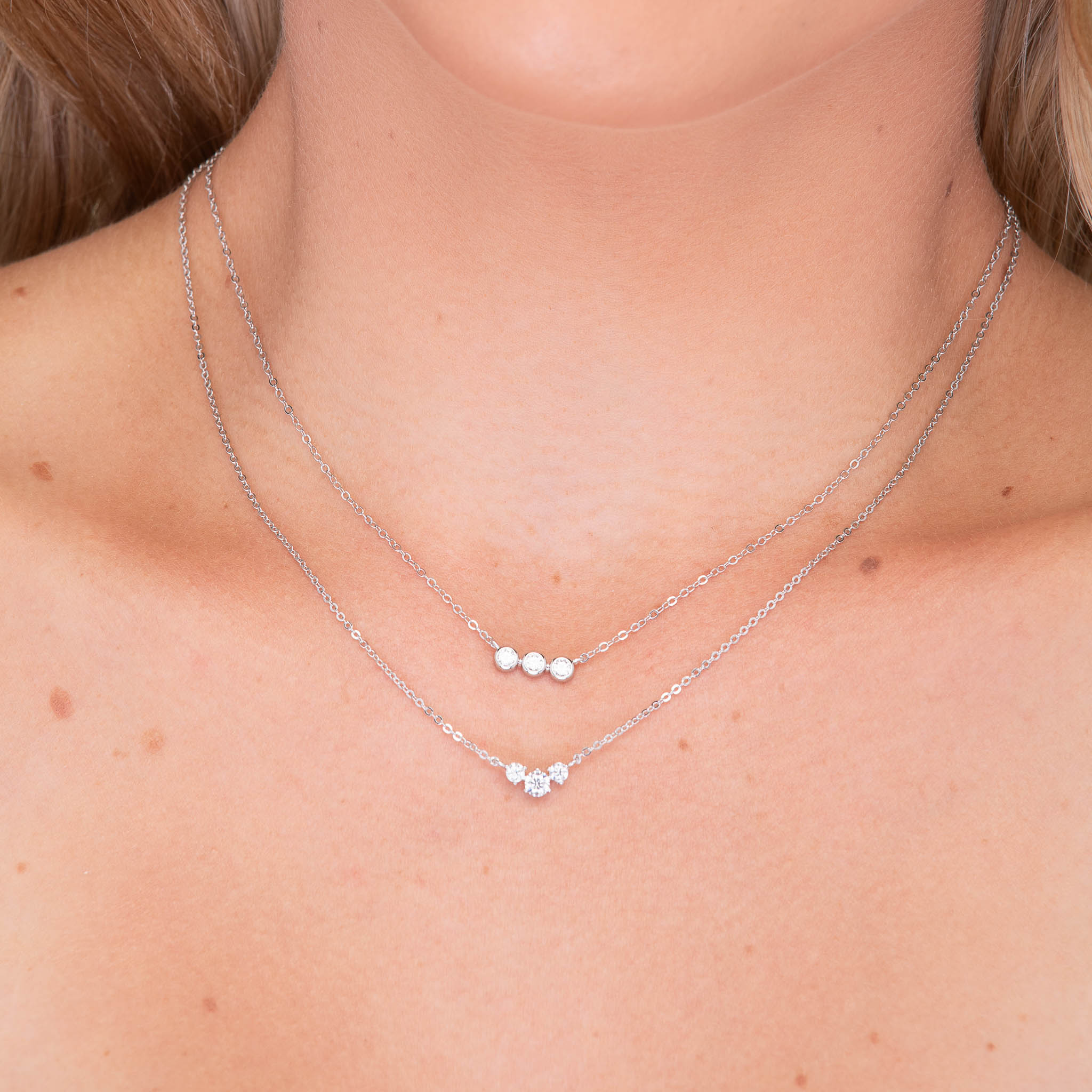Trio Bezel Moissanite Necklace - Camile & Stone