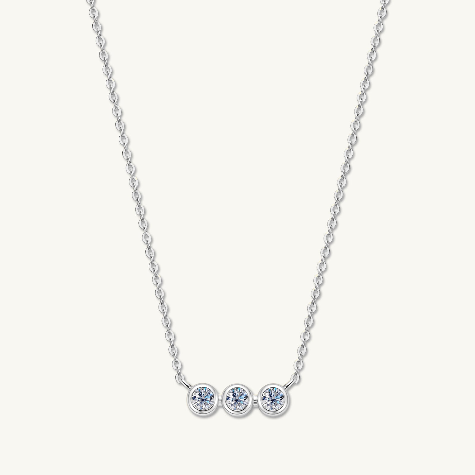 Trio Bezel Moissanite Necklace - Camile & Stone