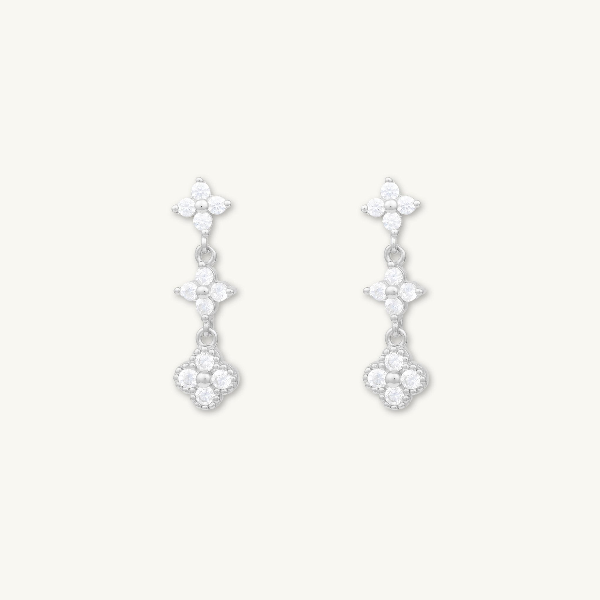 Trio Clover Sapphire Dangling Stud Earrings - Camile & Stone