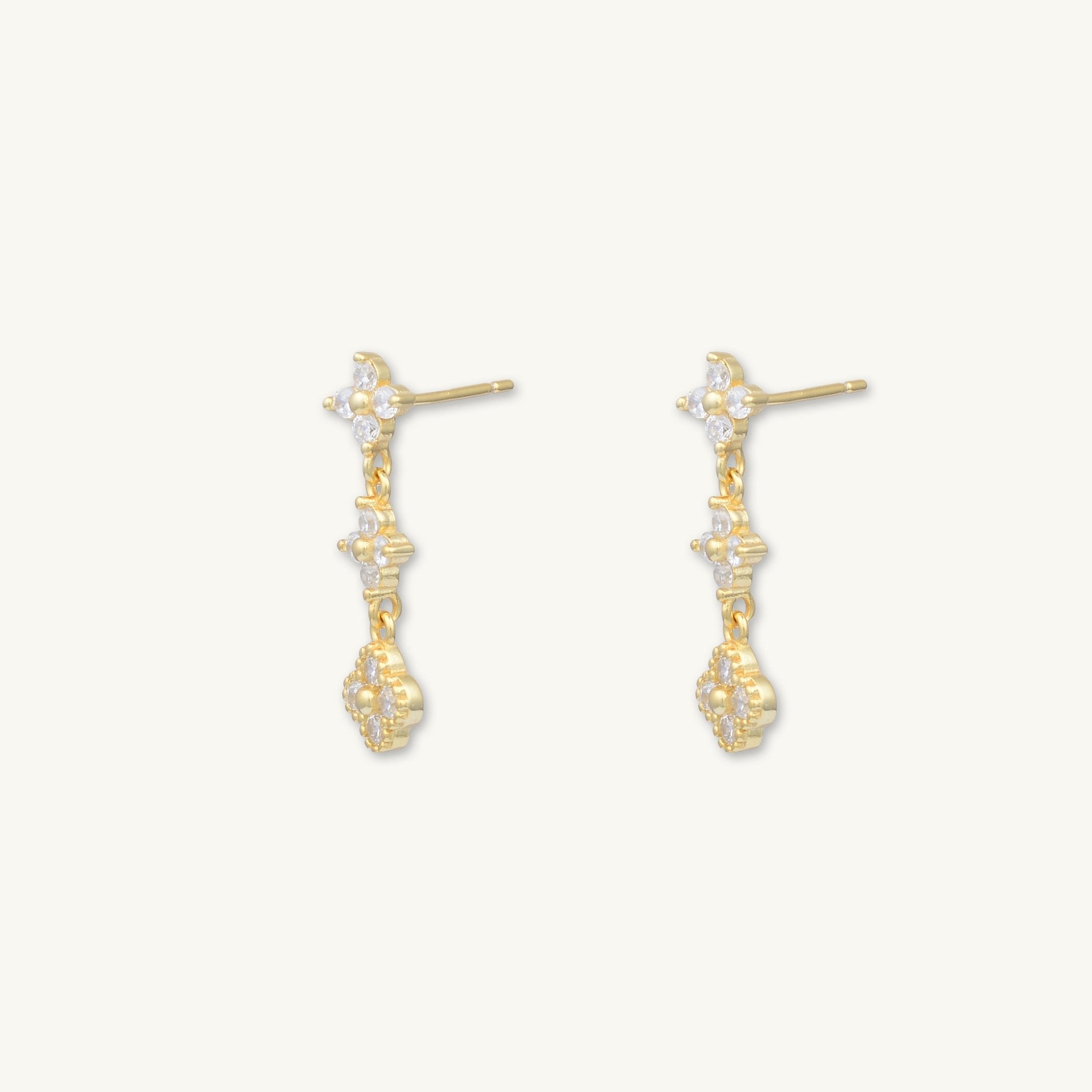 Trio Clover Sapphire Dangling Stud Earrings - Camile & Stone