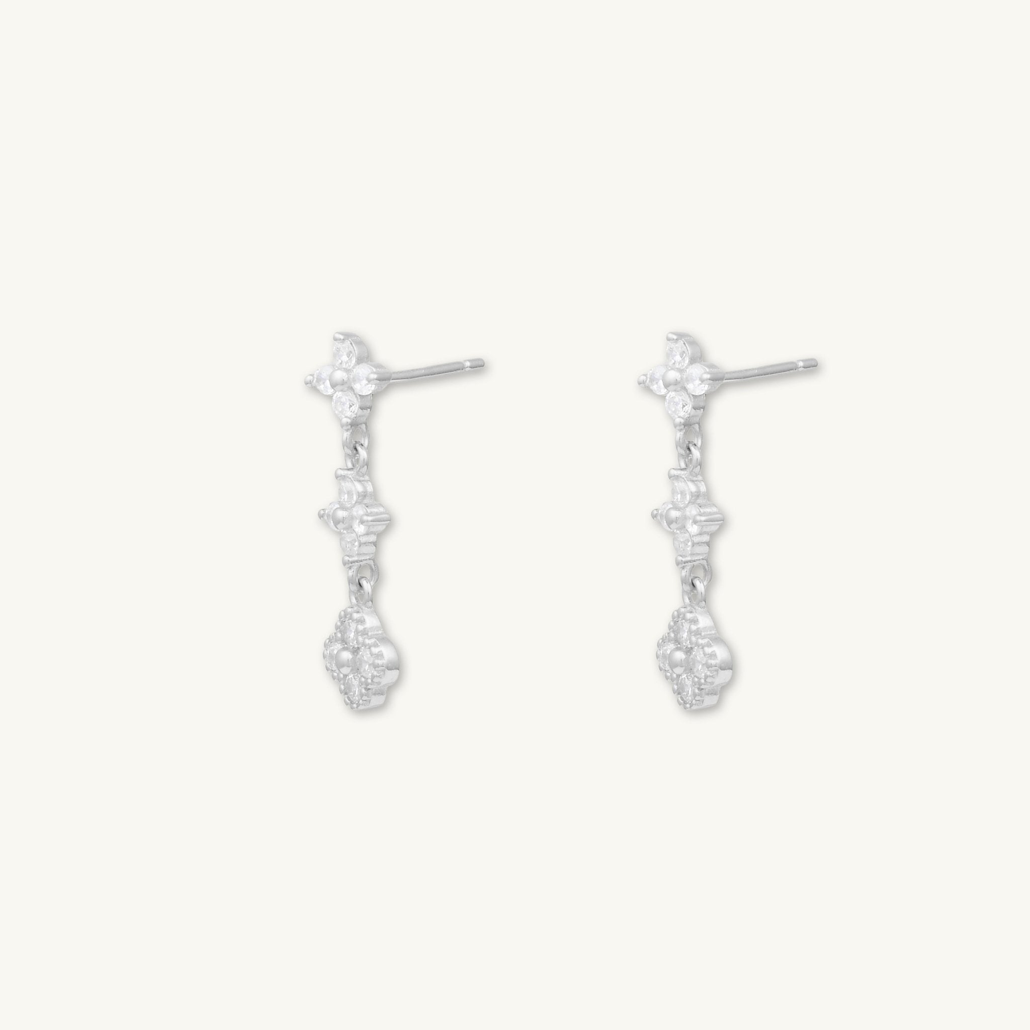 Trio Clover Sapphire Dangling Stud Earrings - Camile & Stone
