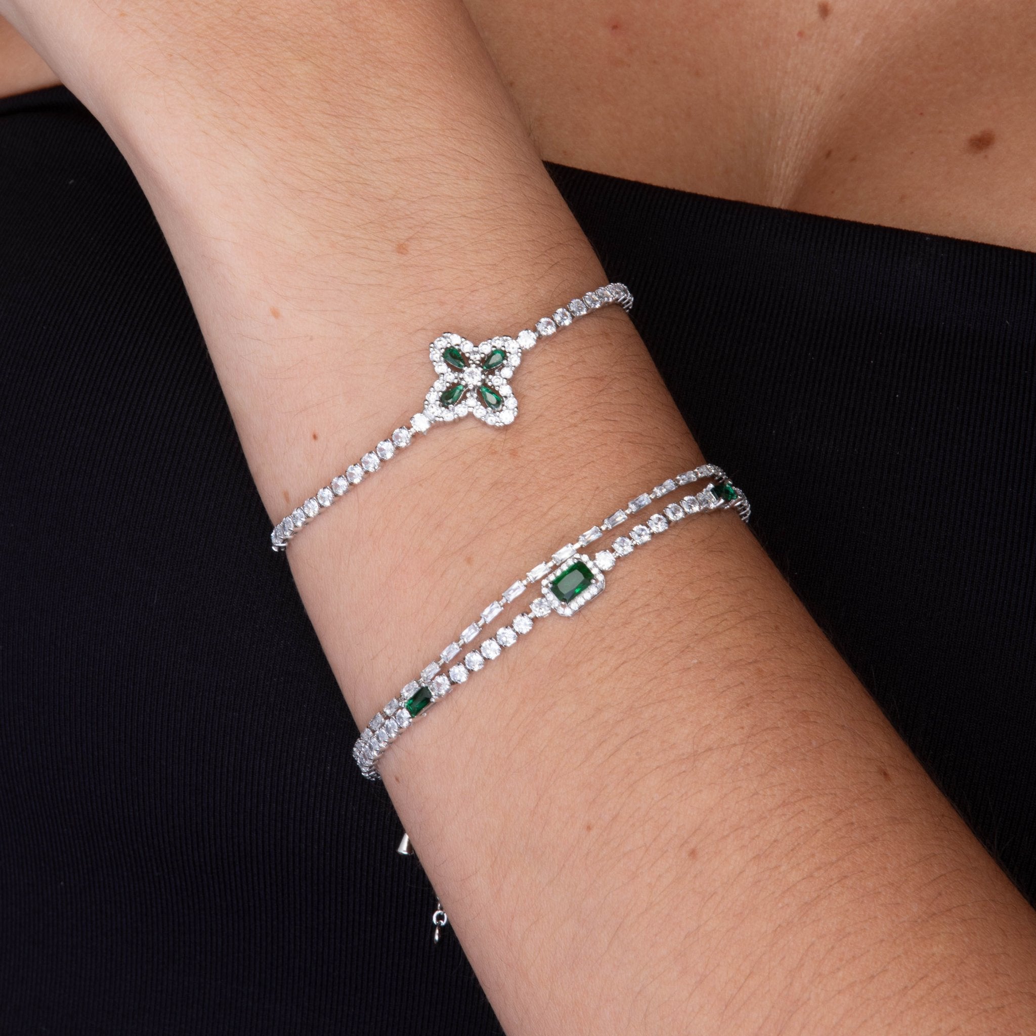 Trio Emerald Baguette Tennis Bracelet - Camile & Stone