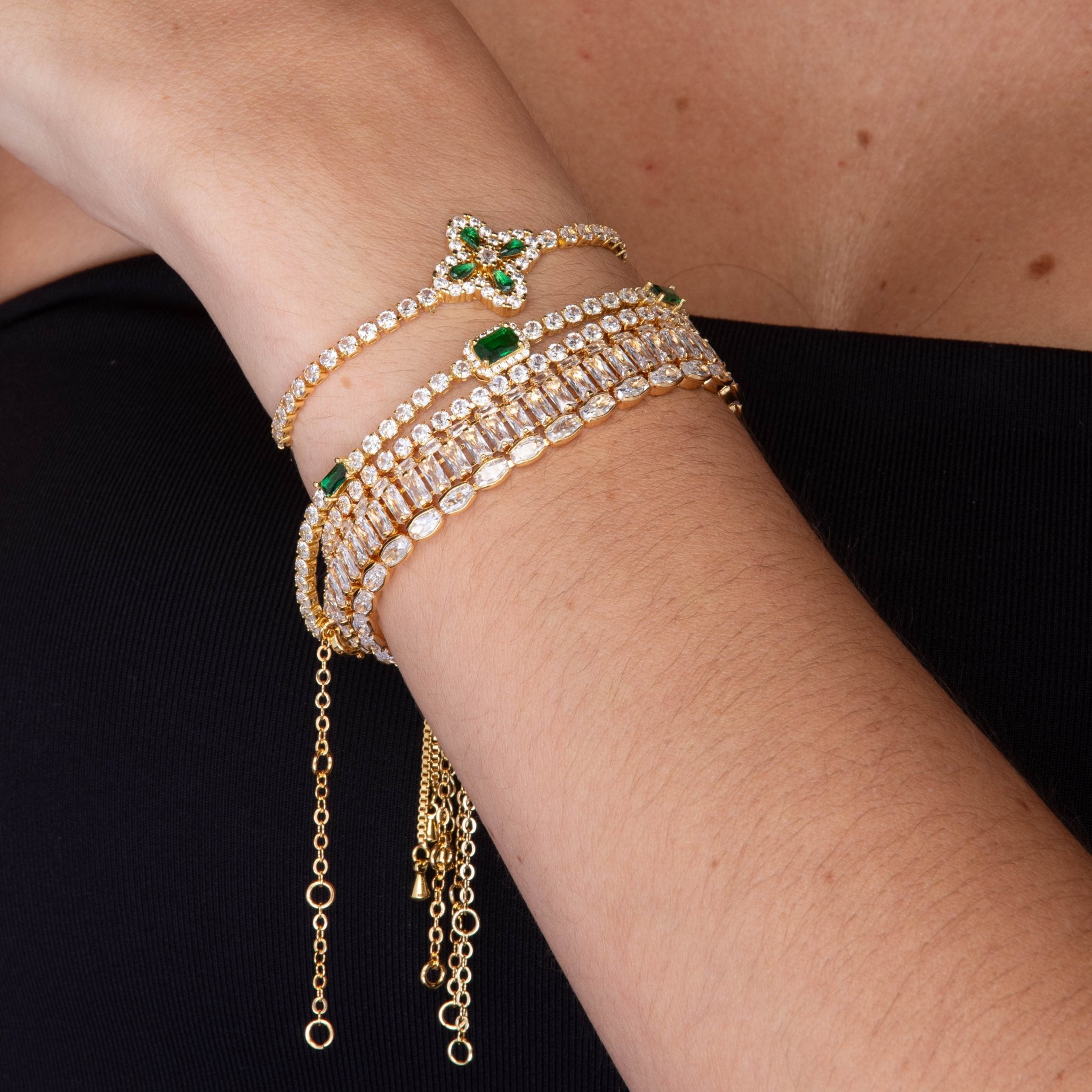 Trio Emerald Baguette Tennis Bracelet - Camile & Stone