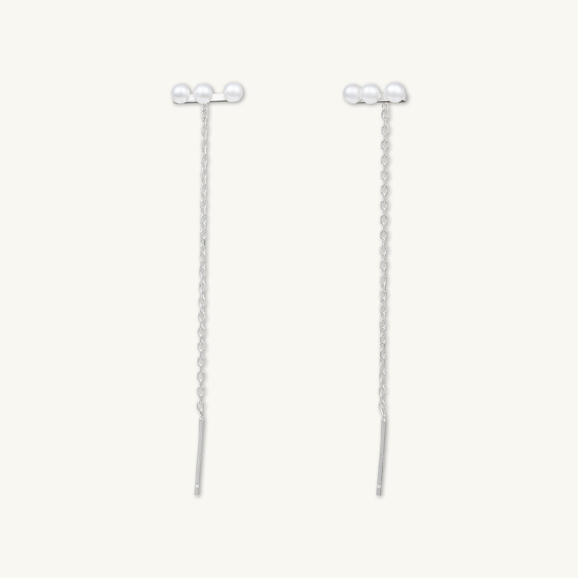 Trio Pearl Bar Threader Earrings - Camile & Stone