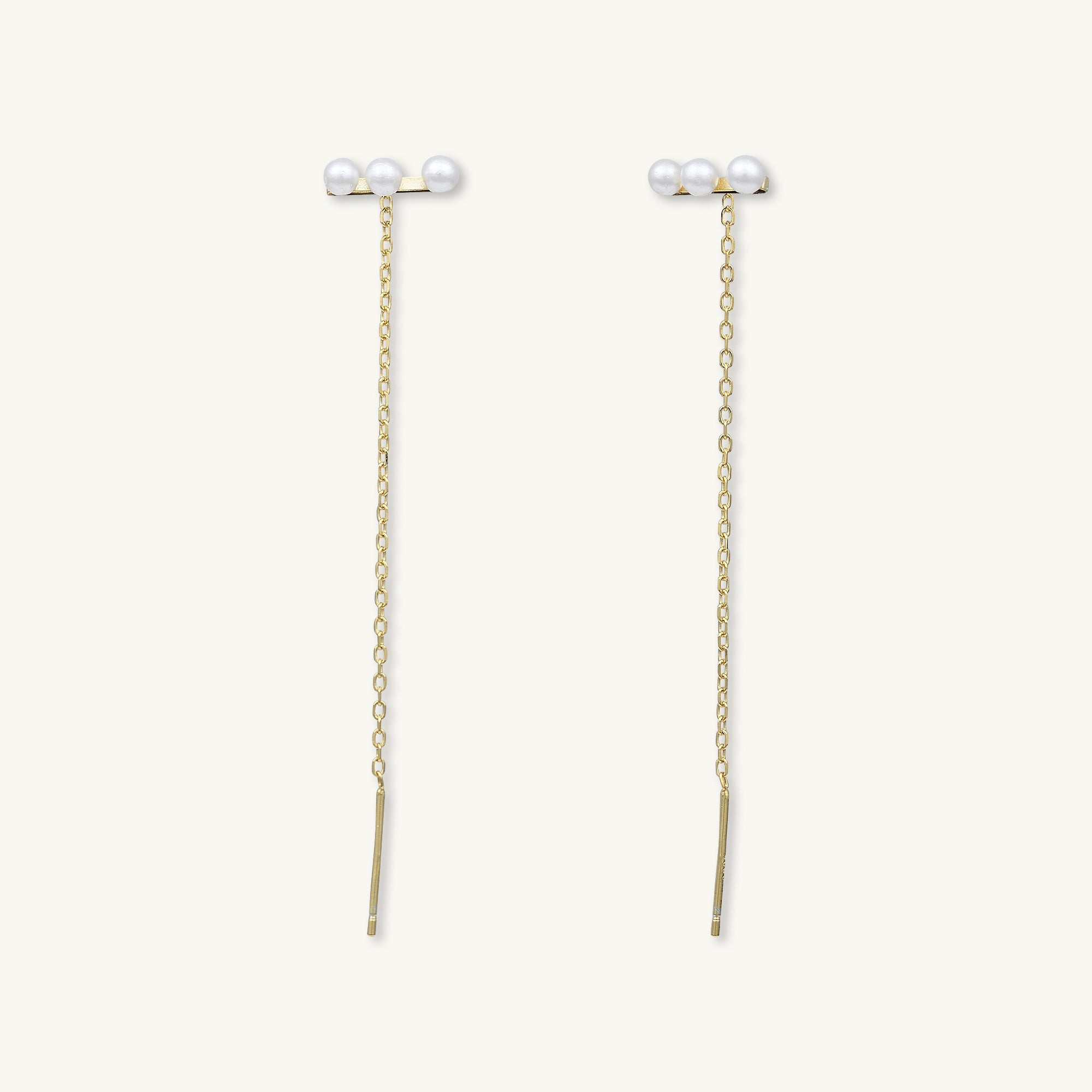 Trio Pearl Bar Threader Earrings - Camile & Stone