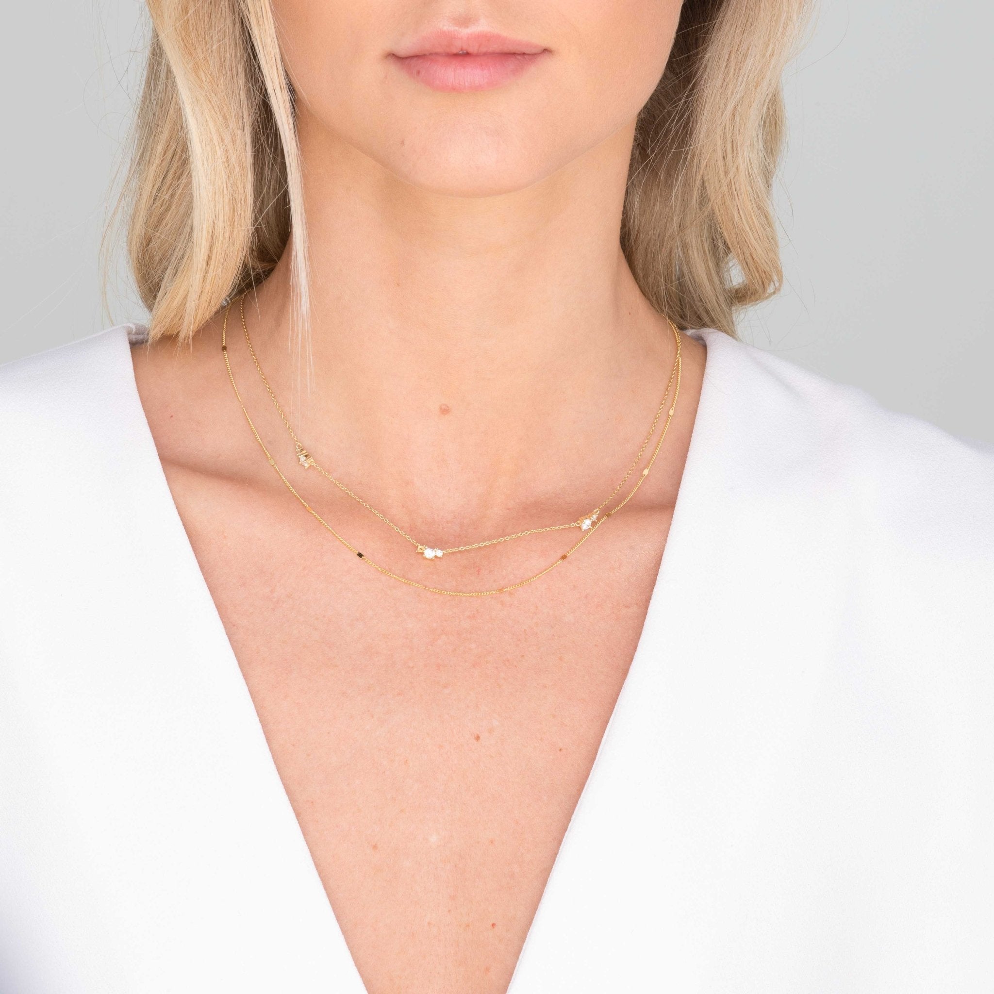 Trio Sapphire Station Chain Necklace - Camile & Stone