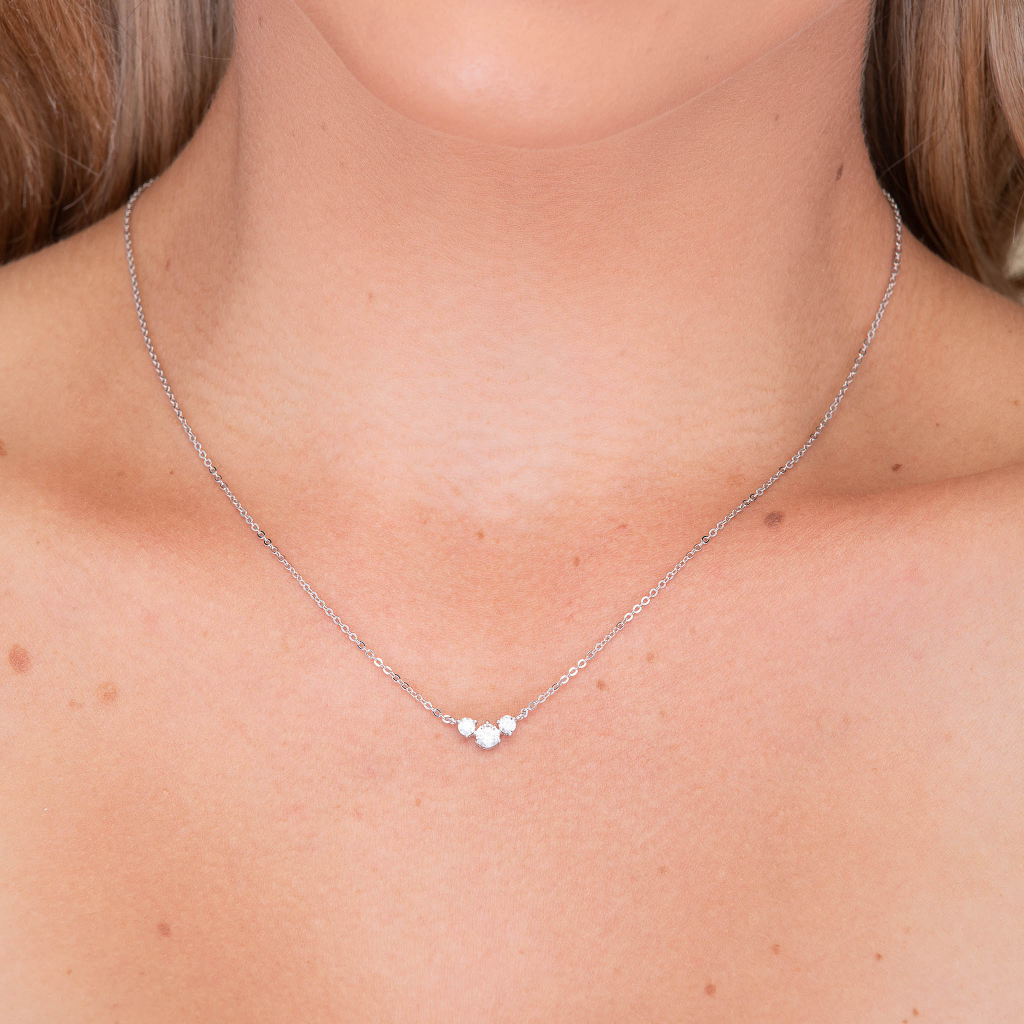 Trio Solitaire Moissanite Necklace - Camile & Stone