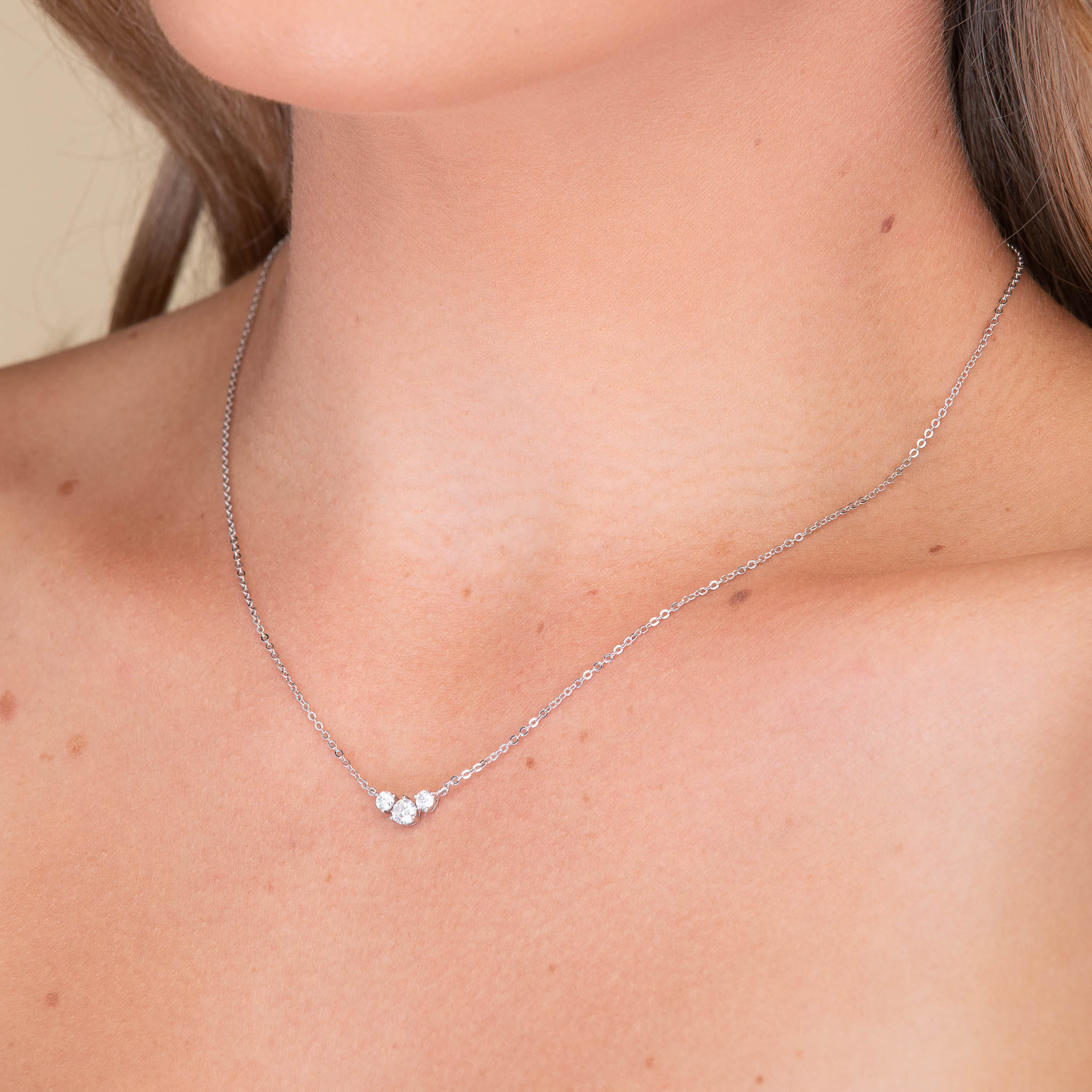 Trio Solitaire Moissanite Necklace - Camile & Stone
