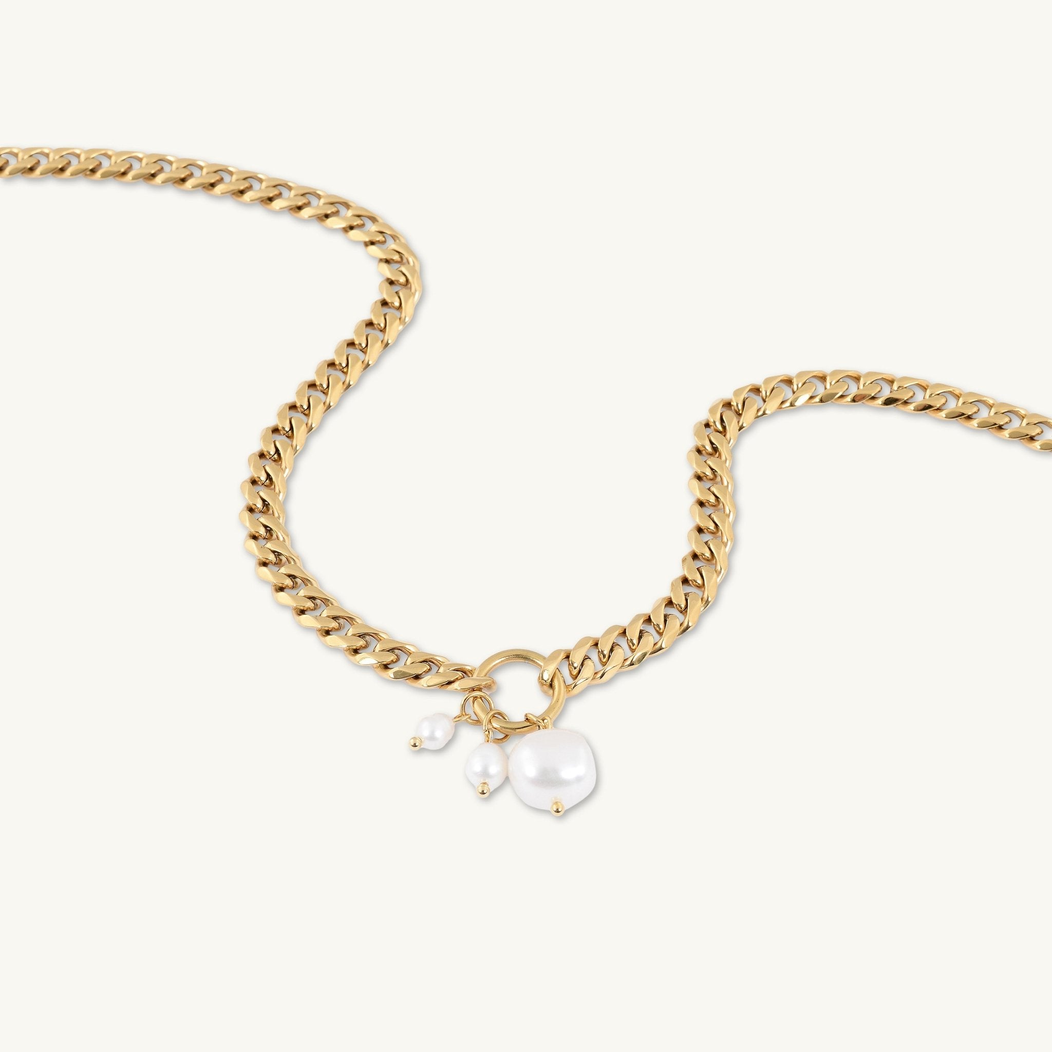 Triple Pearl Cuban Statement Necklace - Camile & Stone