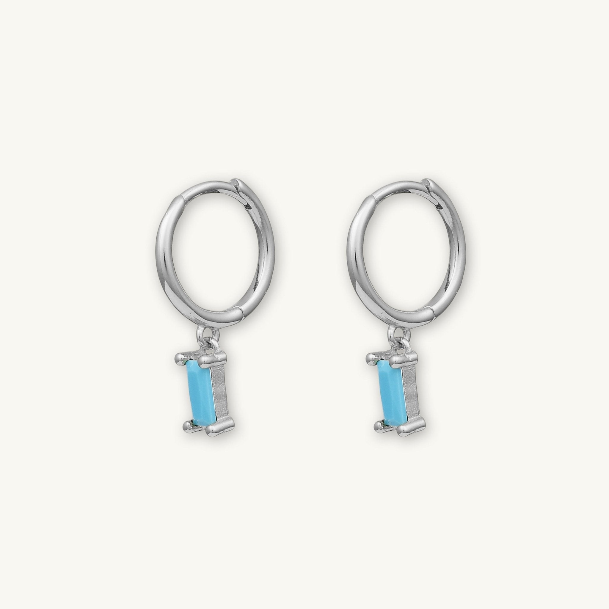 Turquoise Blue Baguette Hoop Earrings - Camile & Stone
