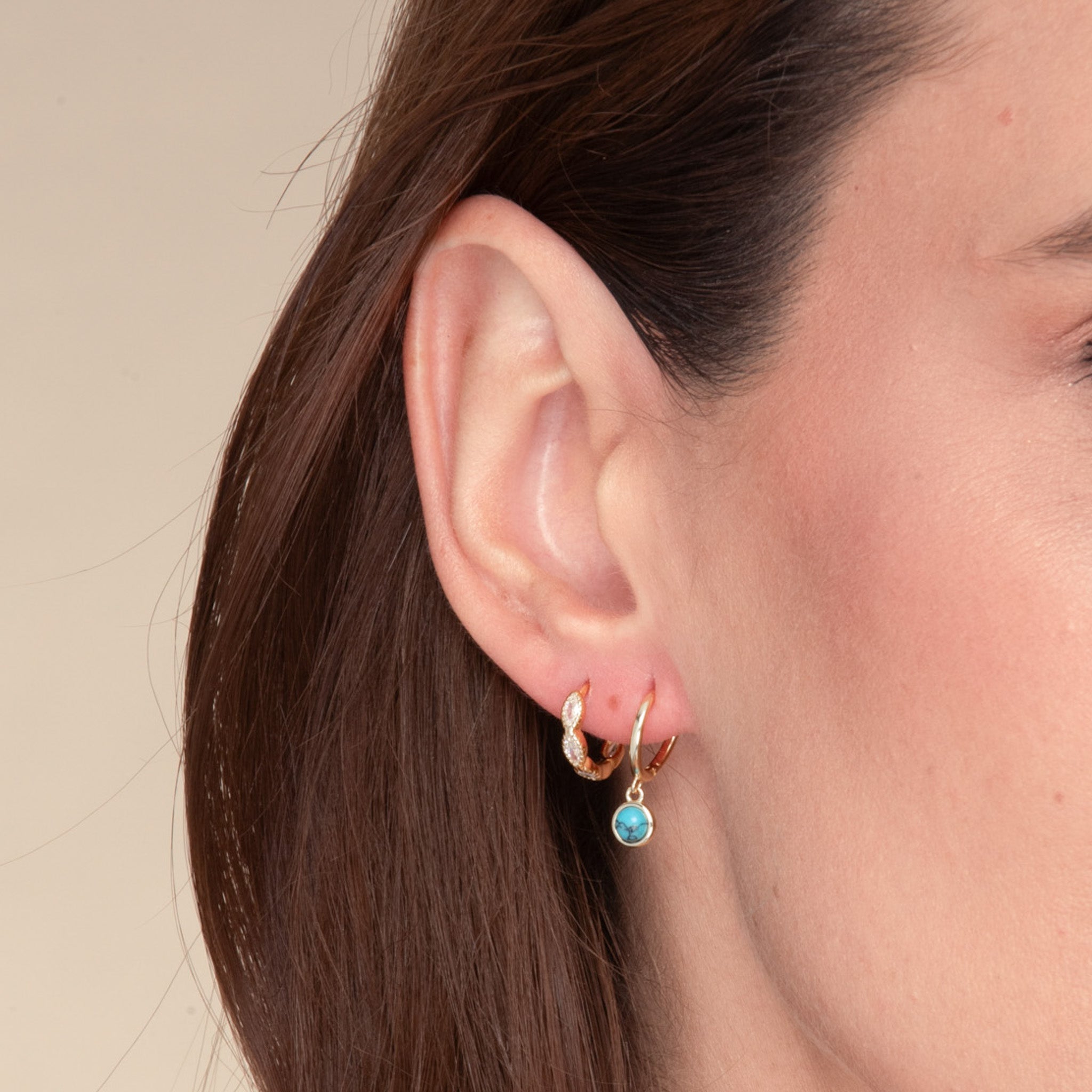 Turquoise Circle Dangle Huggie Earrings - Camile & Stone