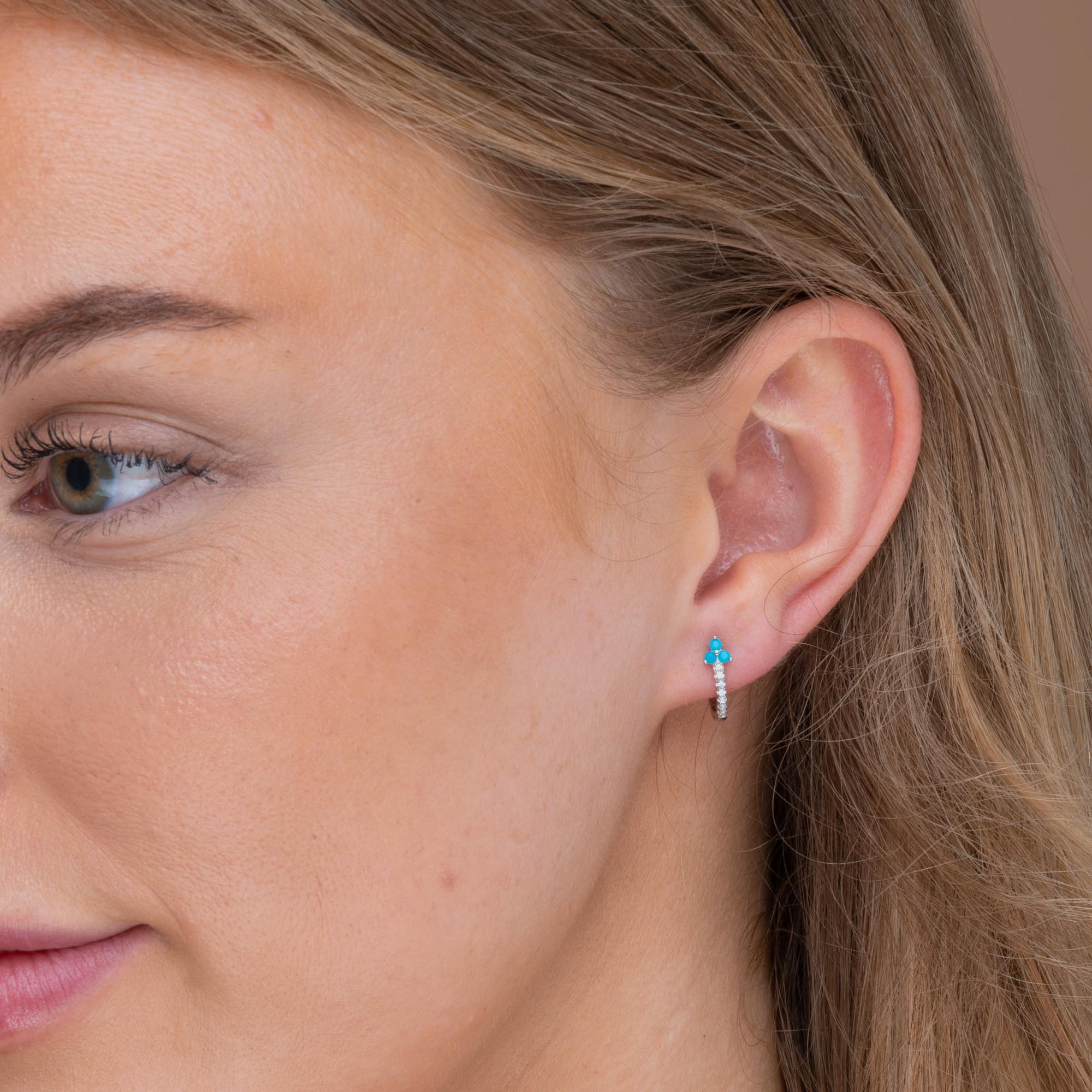 Turquoise Lotus Sapphire Hoop Earrings - Camile & Stone