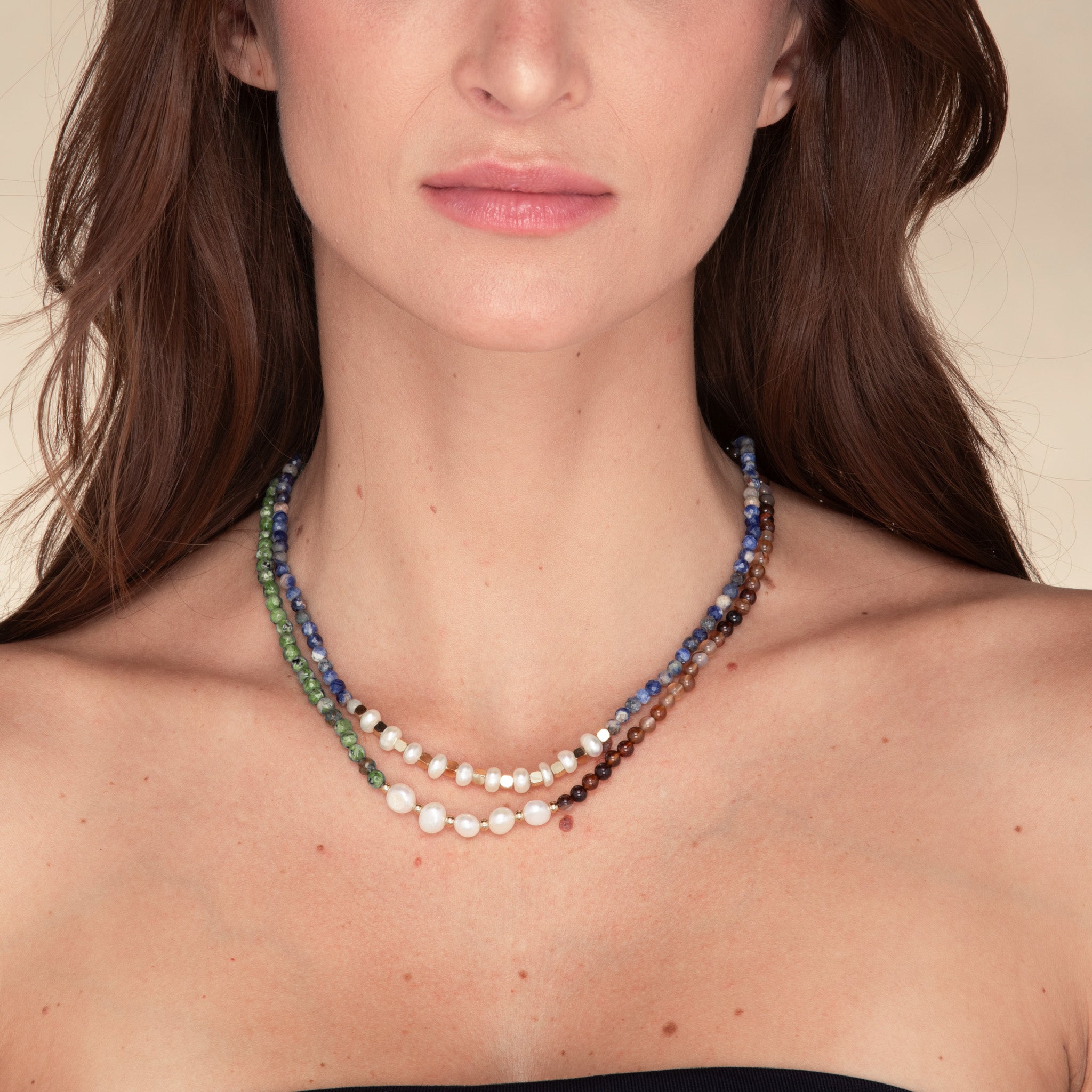 Turquoise Stone Pearl Necklace - Camile & Stone