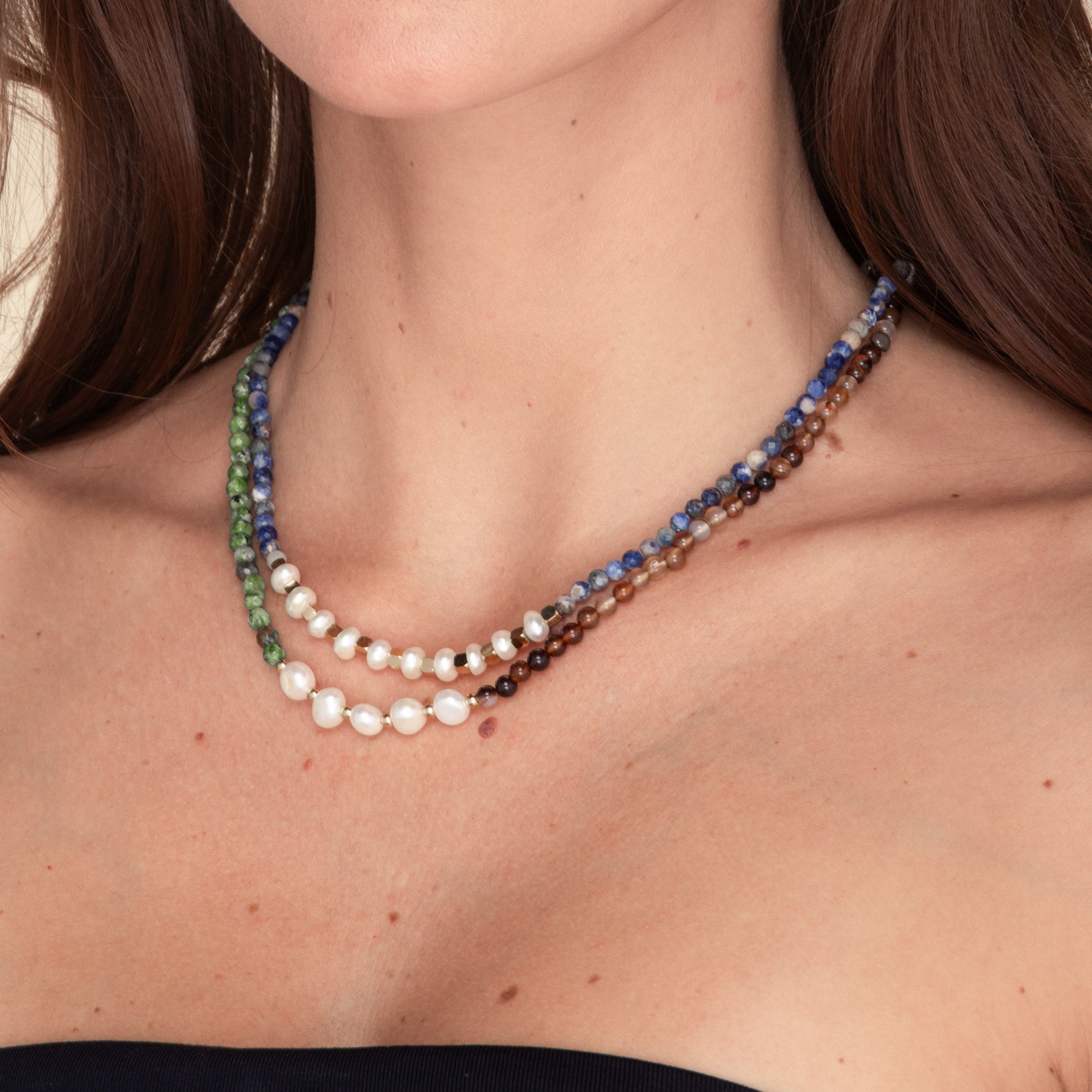 Turquoise Stone Pearl Necklace - Camile & Stone