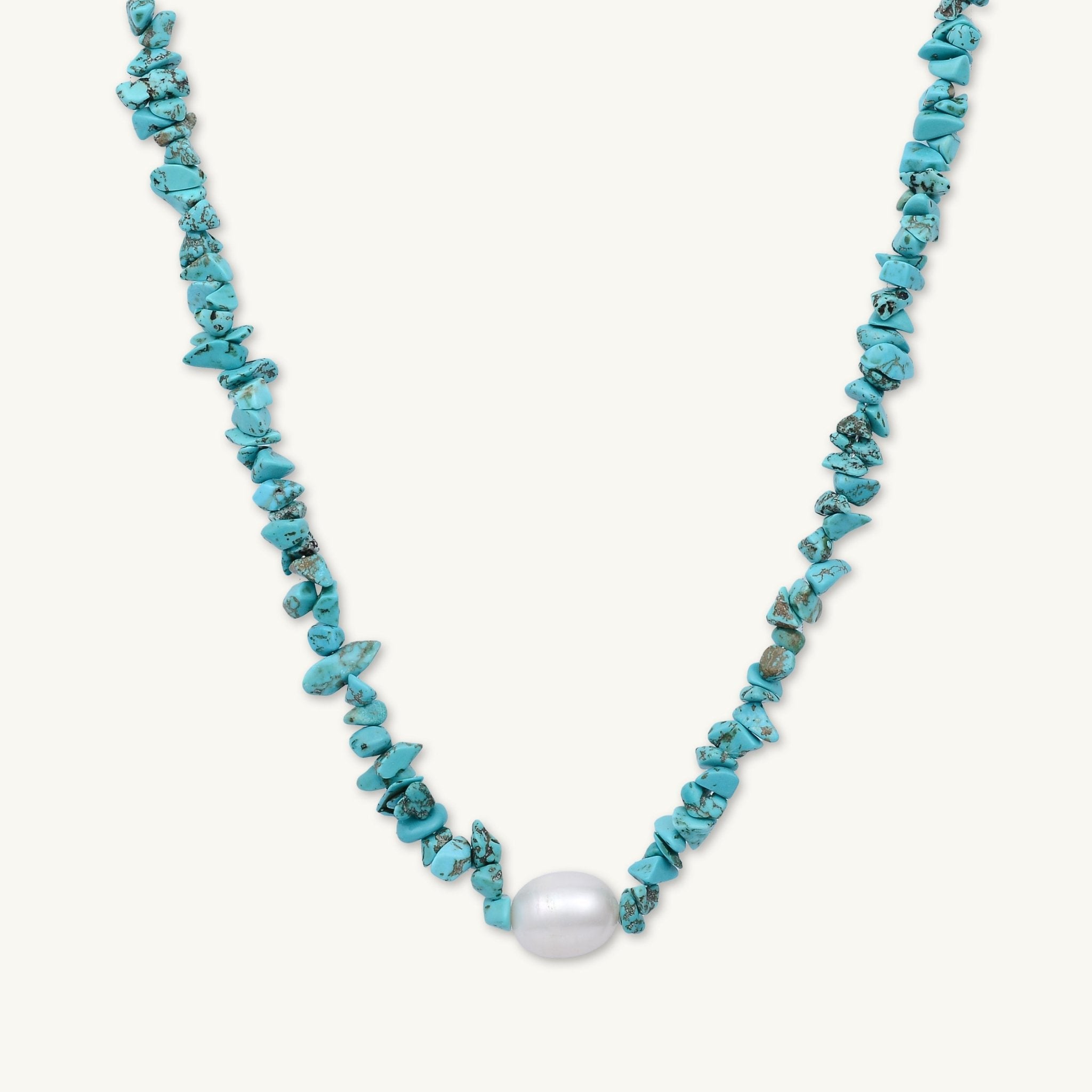 Turquoise Stone Pearl Necklace - Camile & Stone