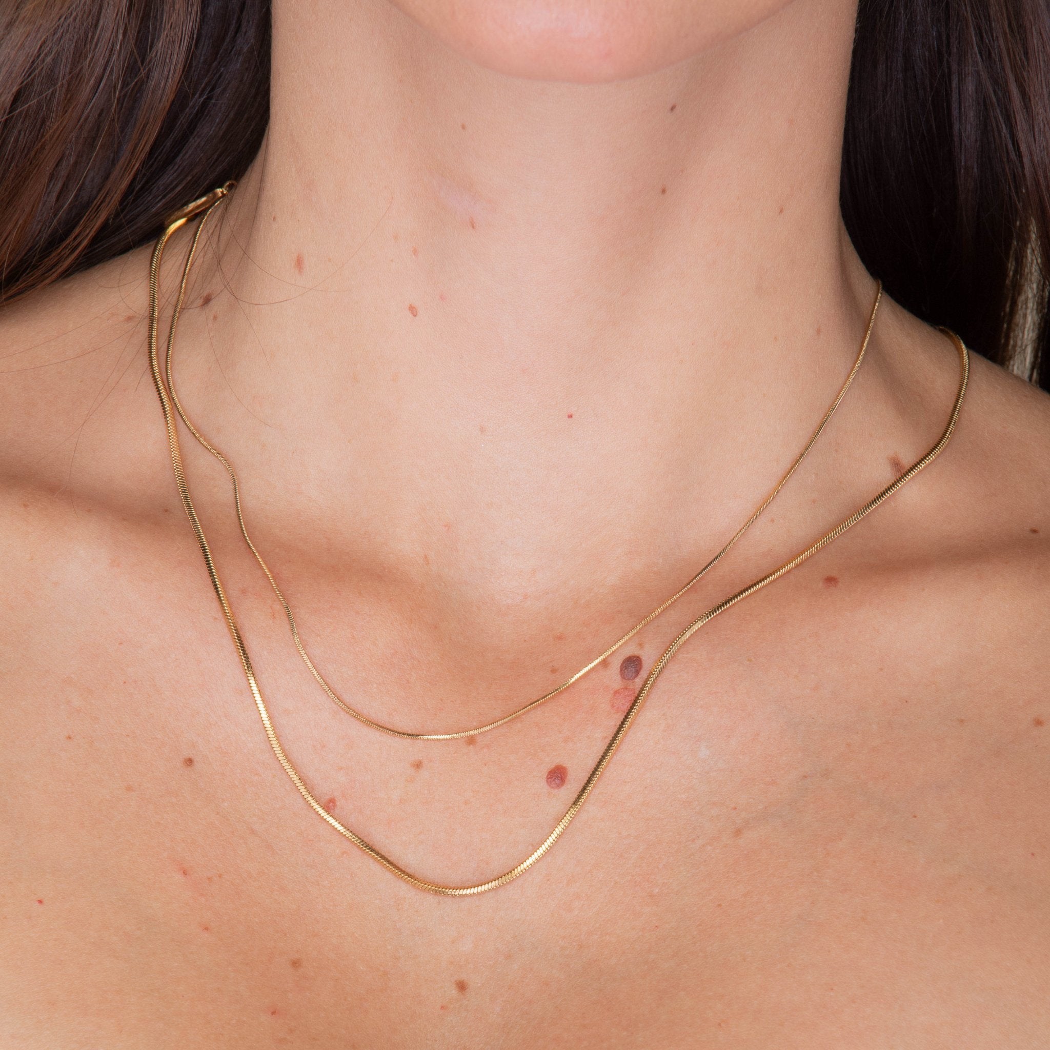 Unisex Small Dog Tag Snake Chain Necklace - Camile & Stone