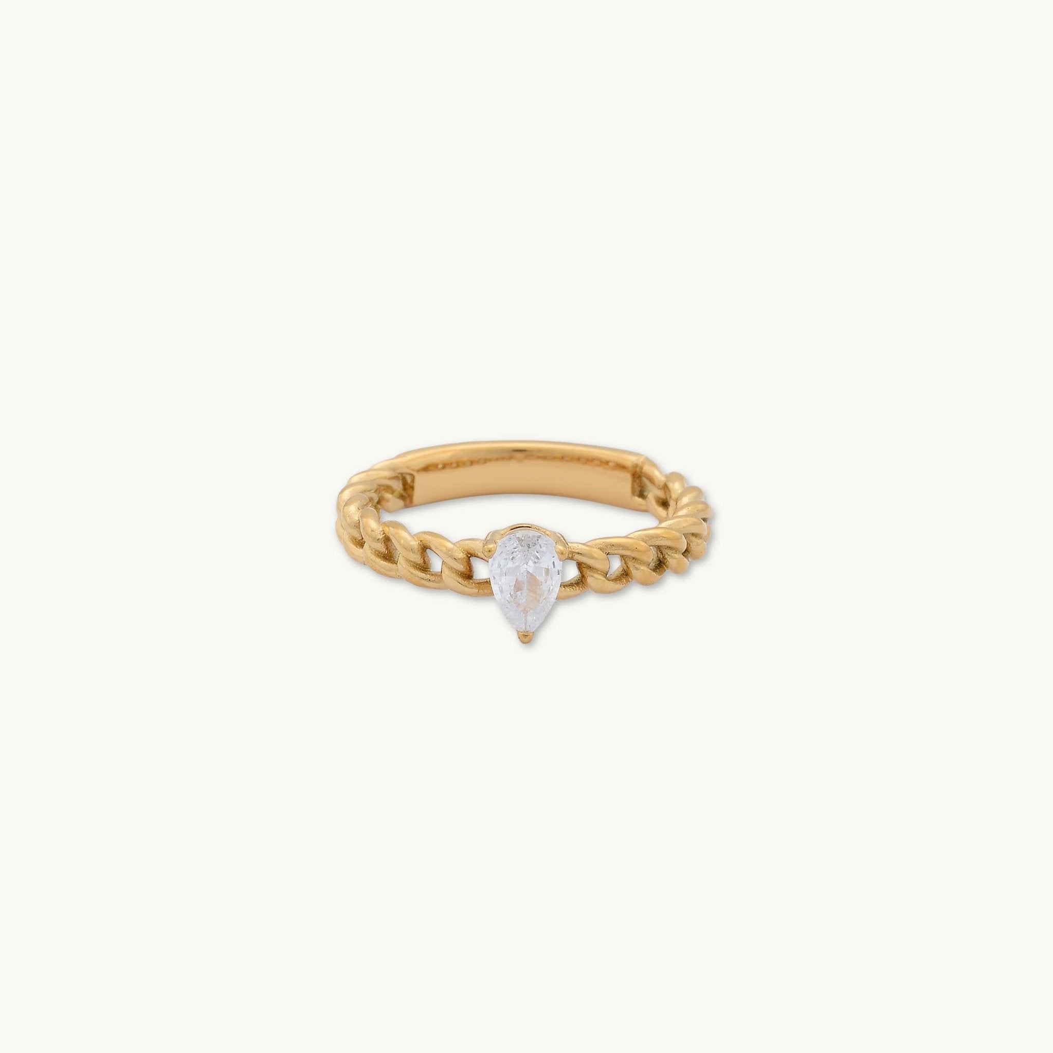 Vesa Cuban Teardrop Ring - Camile & Stone