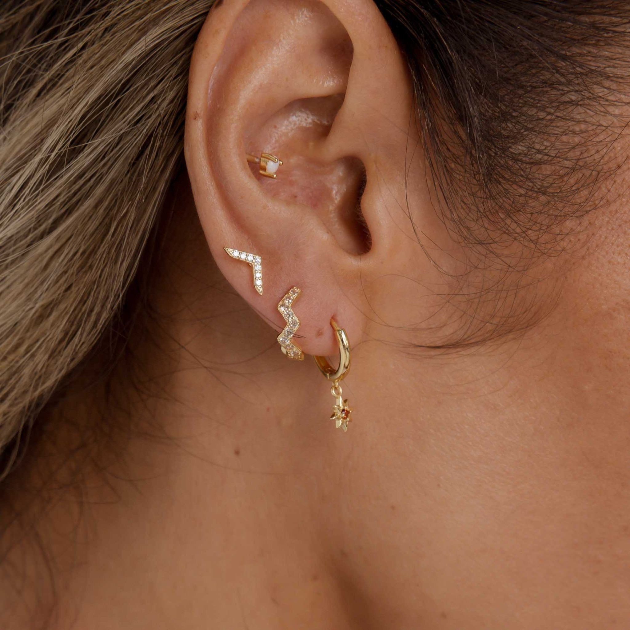 Zig Zag Sapphire Huggie Earrings - Camile & Stone