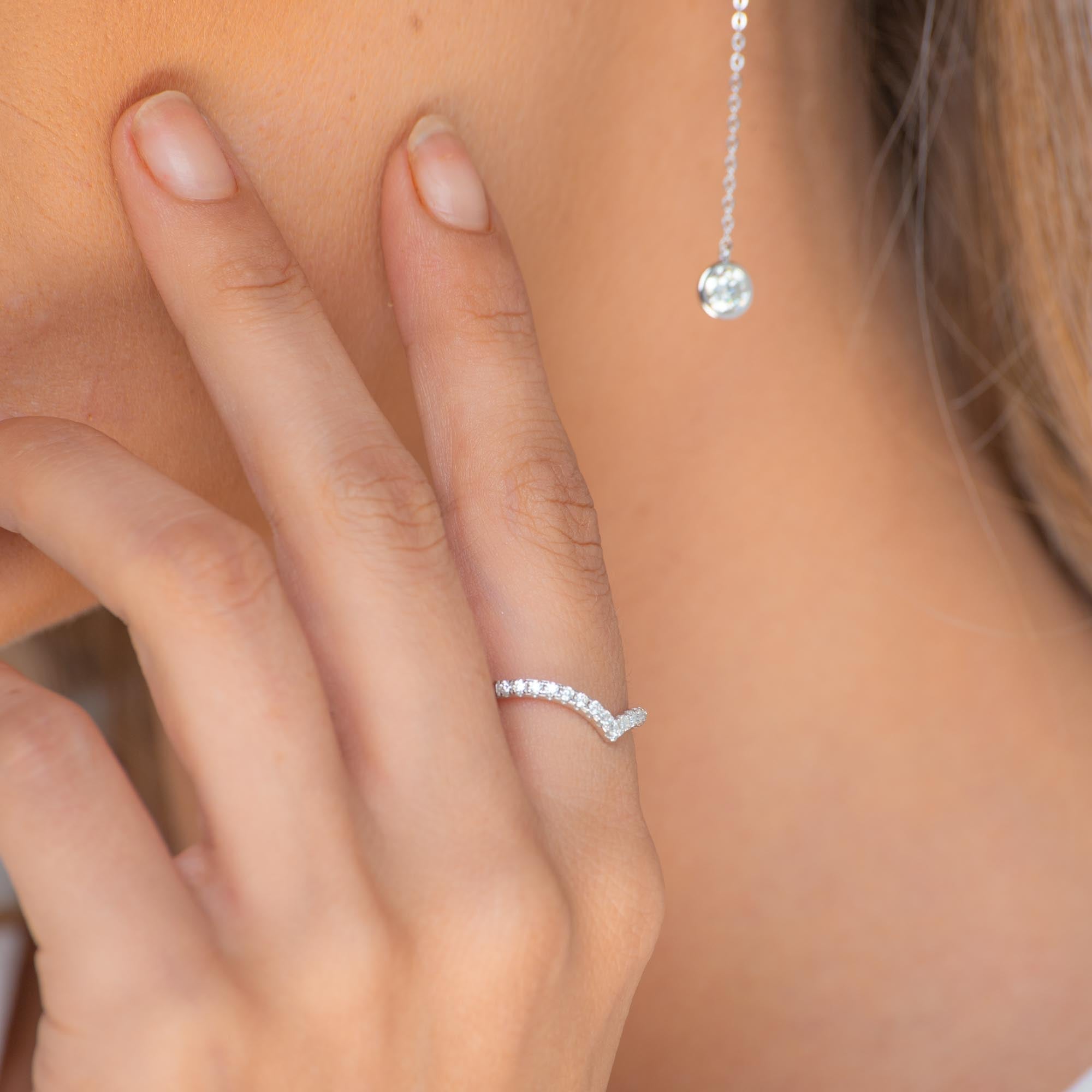 1.5mm Moissanite Diamond Anniversary V Band Ring - Camile & Stone