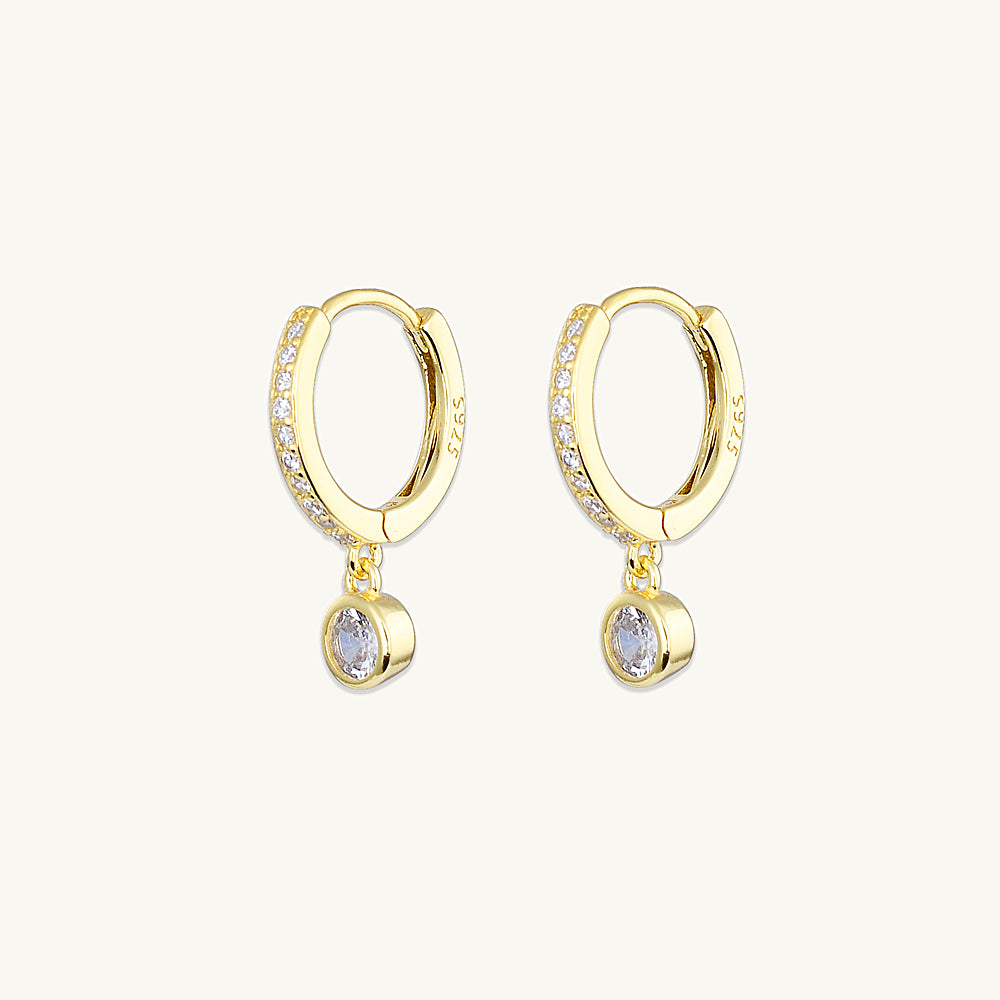 Sapphire Drop Hoop Earrings
