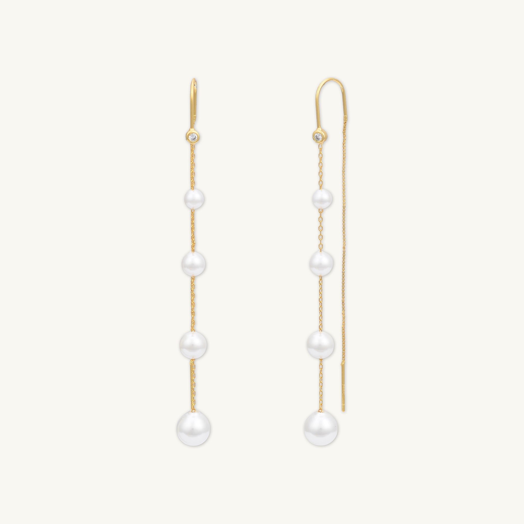 Ascending Pearl Threader Earrings - Camile & Stone