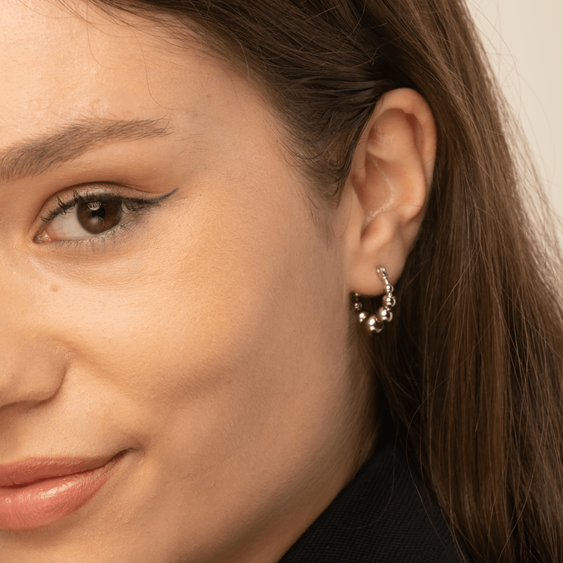 Asymmetric Ball Hoop Earrings - Camile & Stone