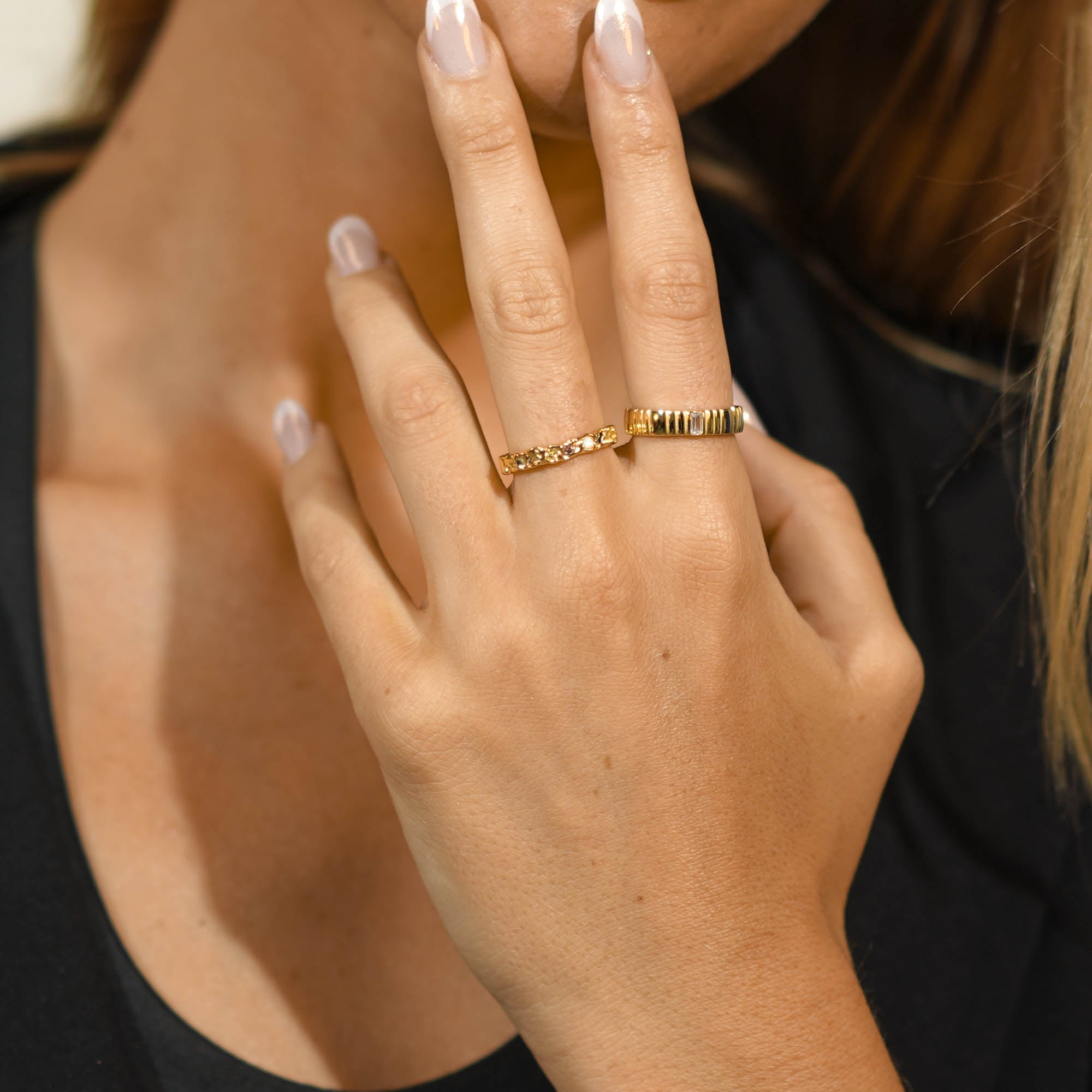 Baguette Ridges Open Ring - Camile & Stone