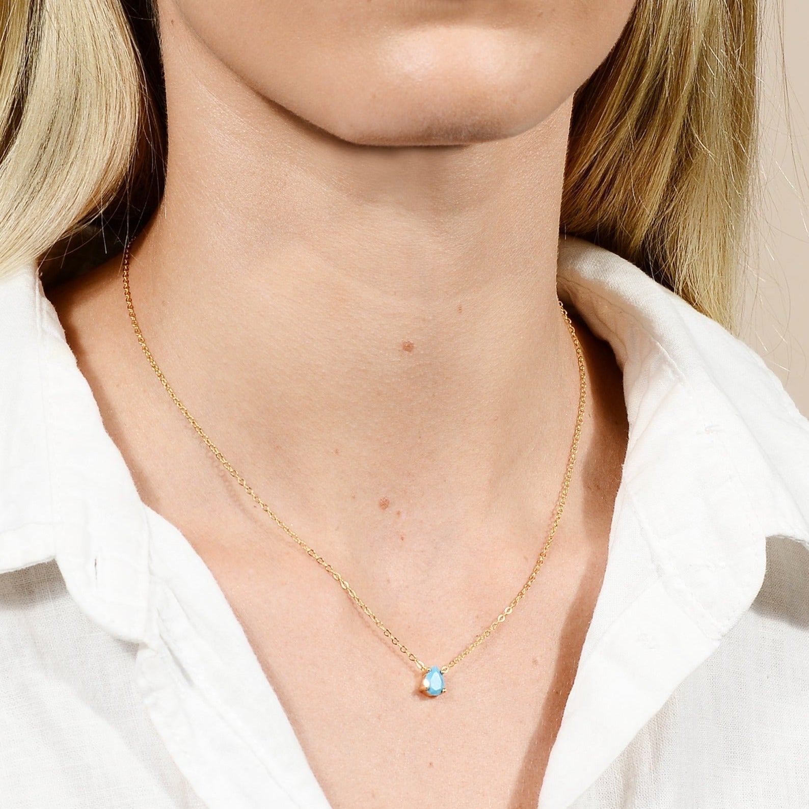 Birthstone Pear Shaped Necklace December - Camile & Stone
