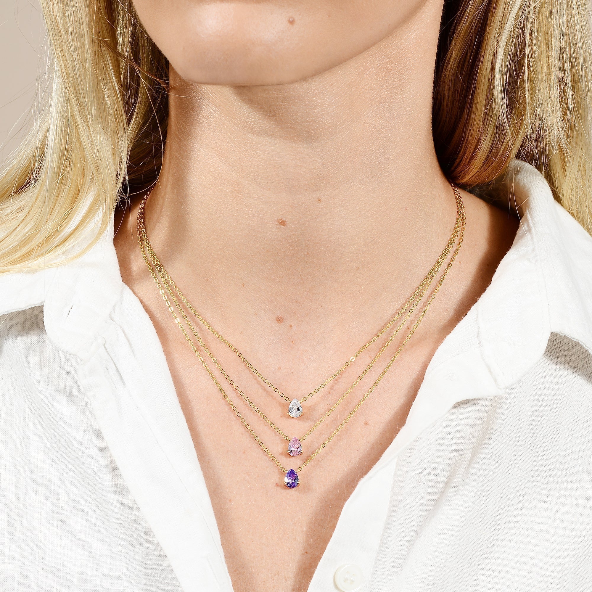 Birthstone Pear Shaped Necklace December - Camile & Stone