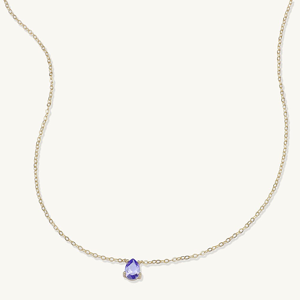 Birthstone Pear Shaped Necklace February - Camile & Stone