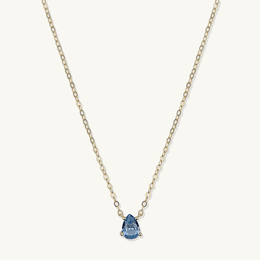 Birthstone Pear Shaped Necklace March - Camile & Stone