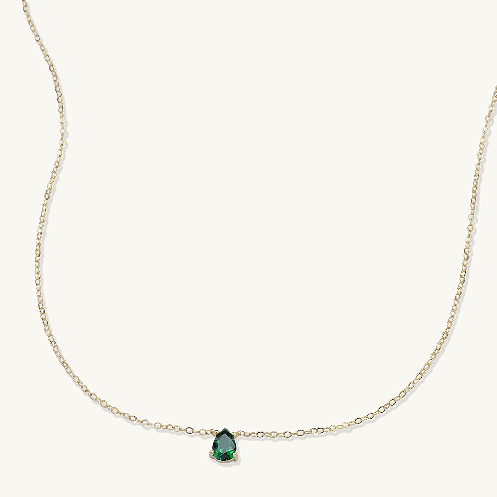 Birthstone Pear Shaped Necklace May - Camile & Stone