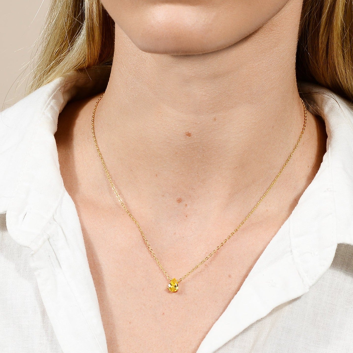 Birthstone Pear Shaped Necklace November - Camile & Stone