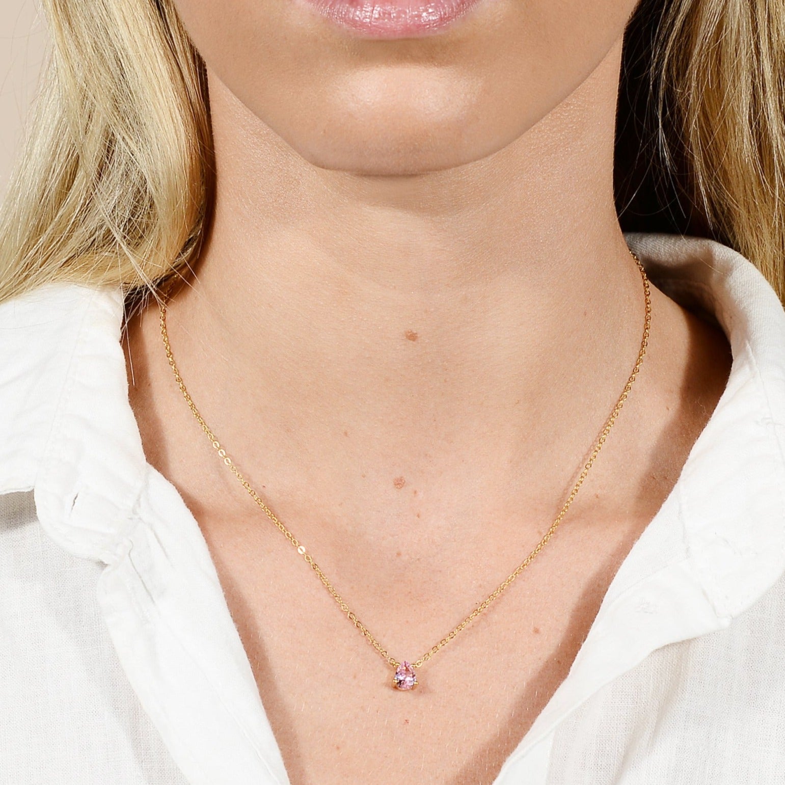 Birthstone Pear Shaped Necklace October - Camile & Stone